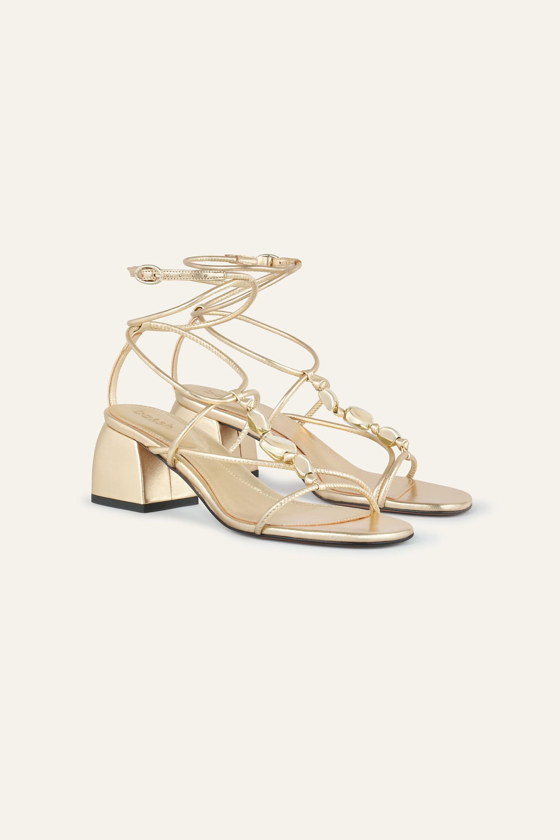 ba&sh Heeled Leather Sandals Caya Gold