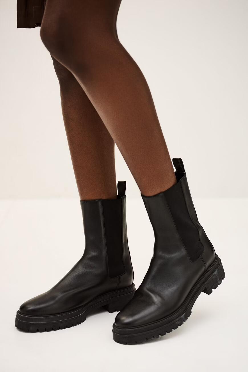 ba&sh Leather Chelsea Boots Coda Black
