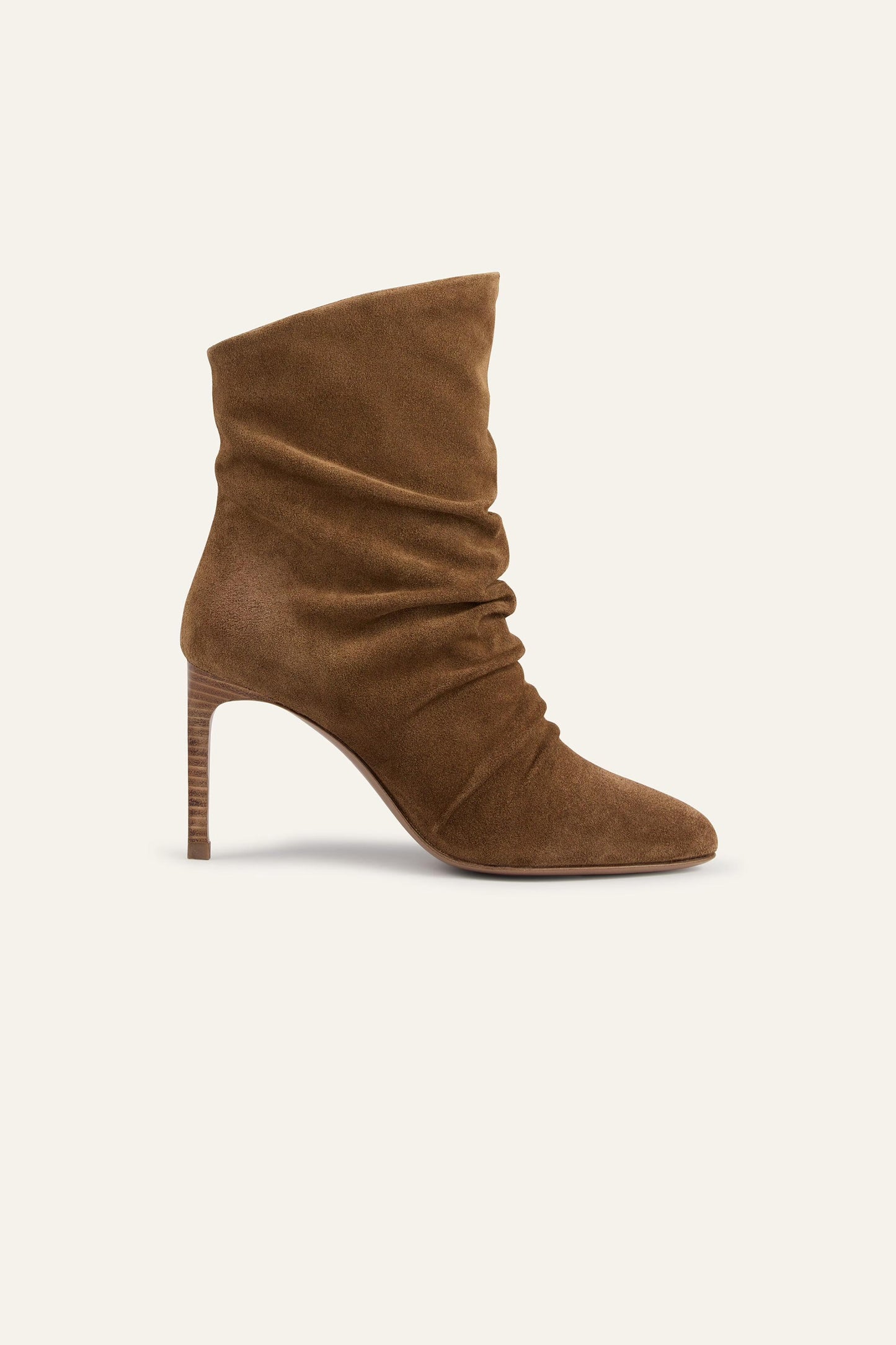 ba&sh High-Heeled Suede Ankle Boots Colivia Brown