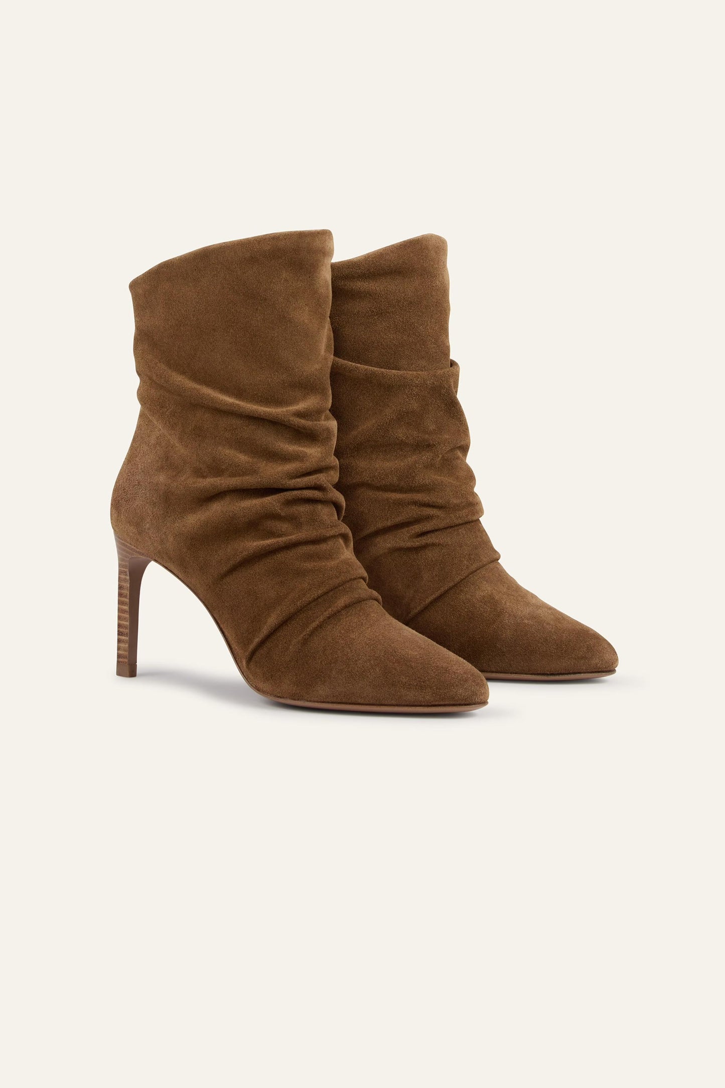 ba&sh High-Heeled Suede Ankle Boots Colivia Brown