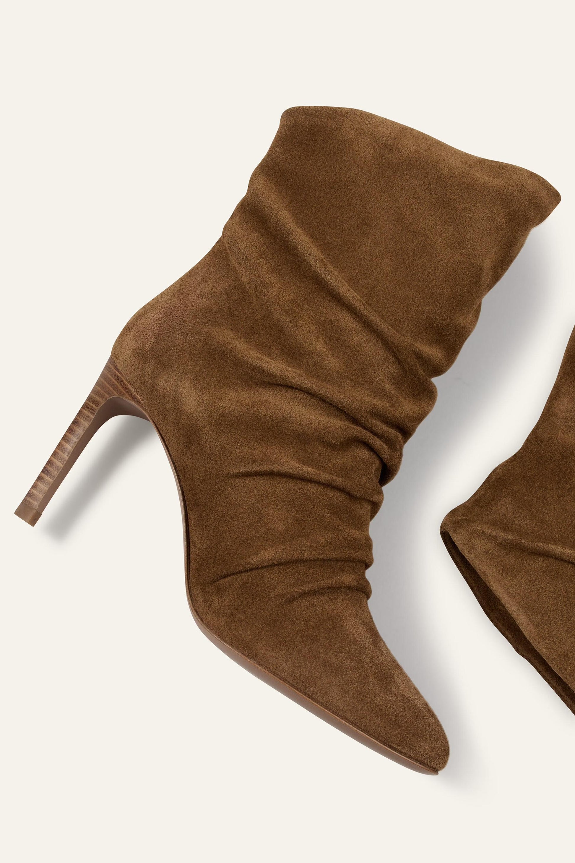 ba&sh High-Heeled Suede Ankle Boots Colivia Brown
