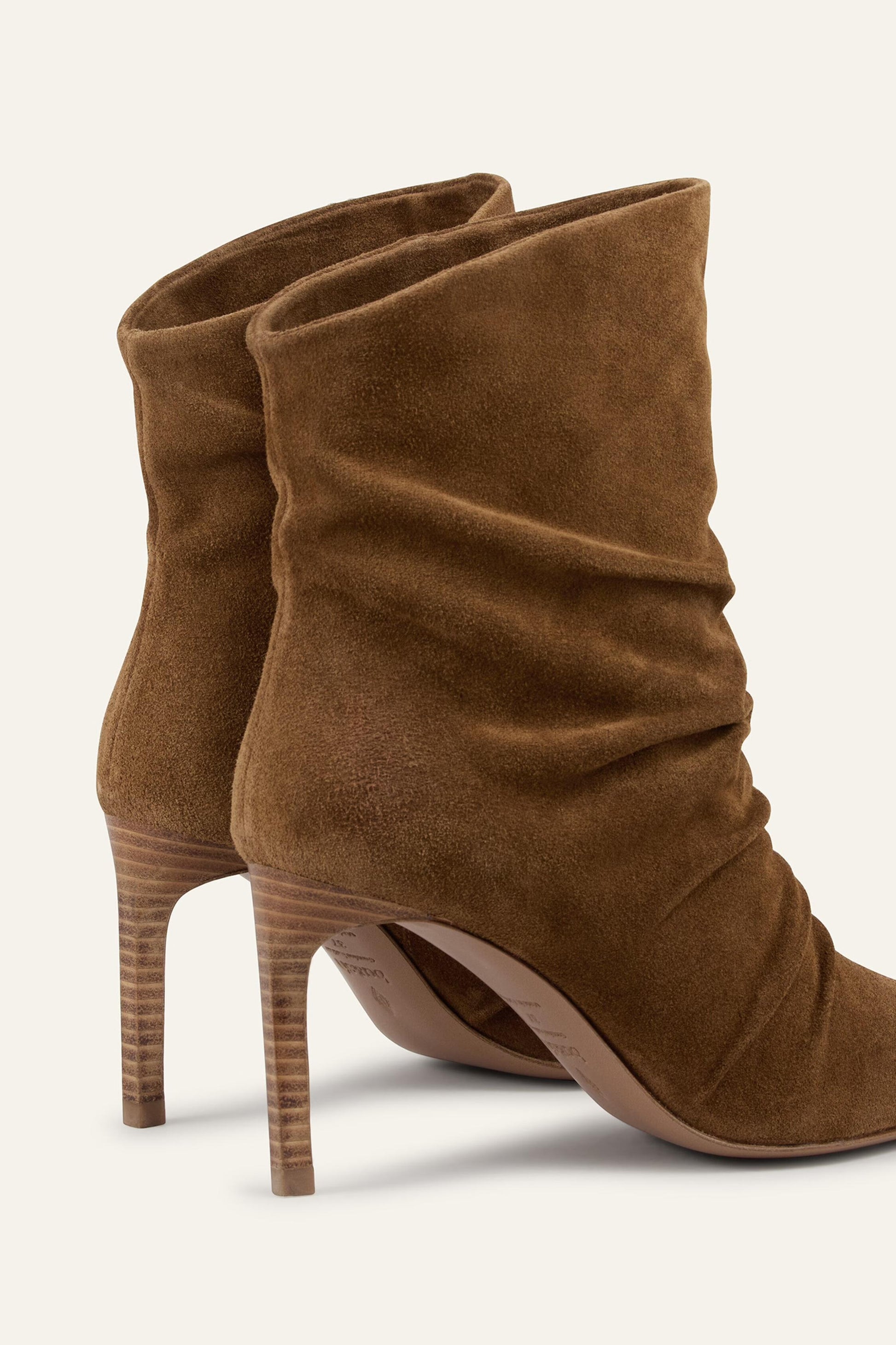 ba&sh High-Heeled Suede Ankle Boots Colivia Brown