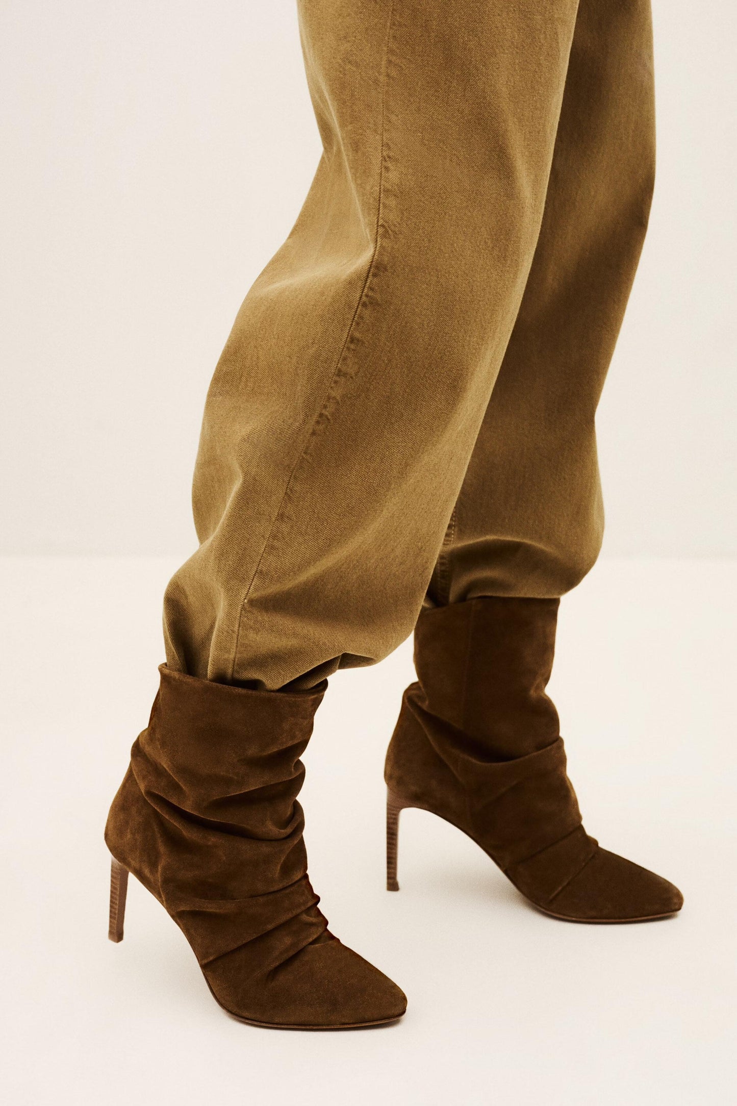 ba&sh High-Heeled Suede Ankle Boots Colivia Brown