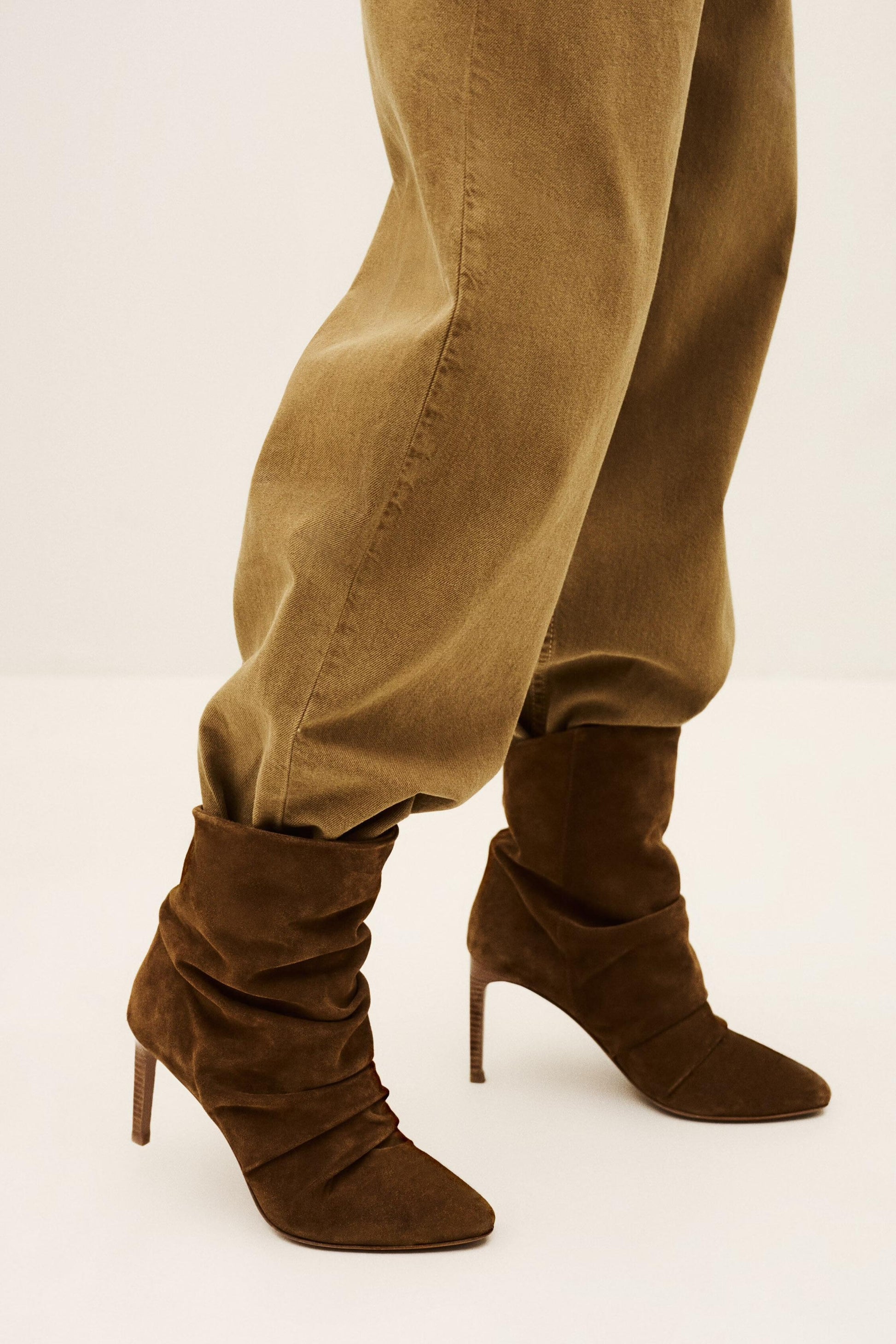 ba&sh High-Heeled Suede Ankle Boots Colivia Brown