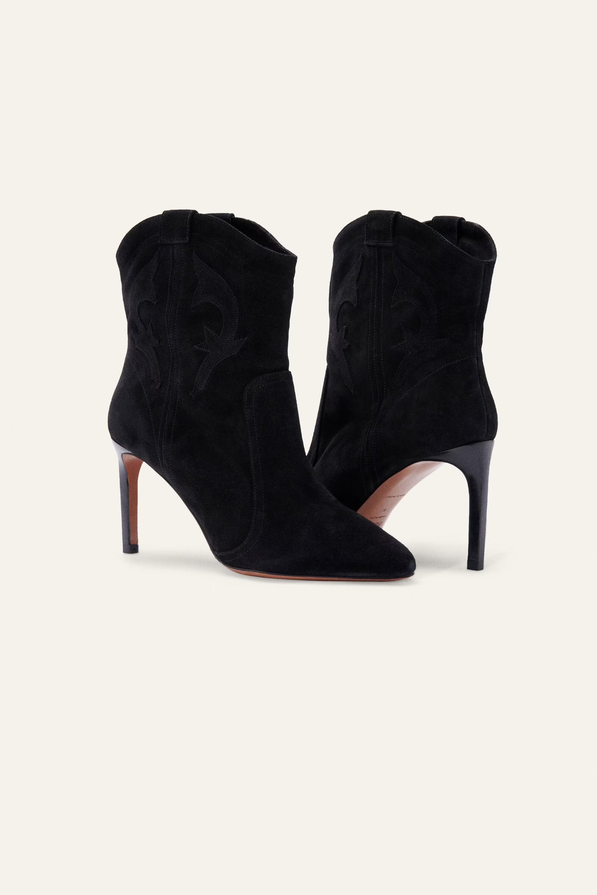 ba&sh Suede High Heel Ankle Boots Caitlin Black