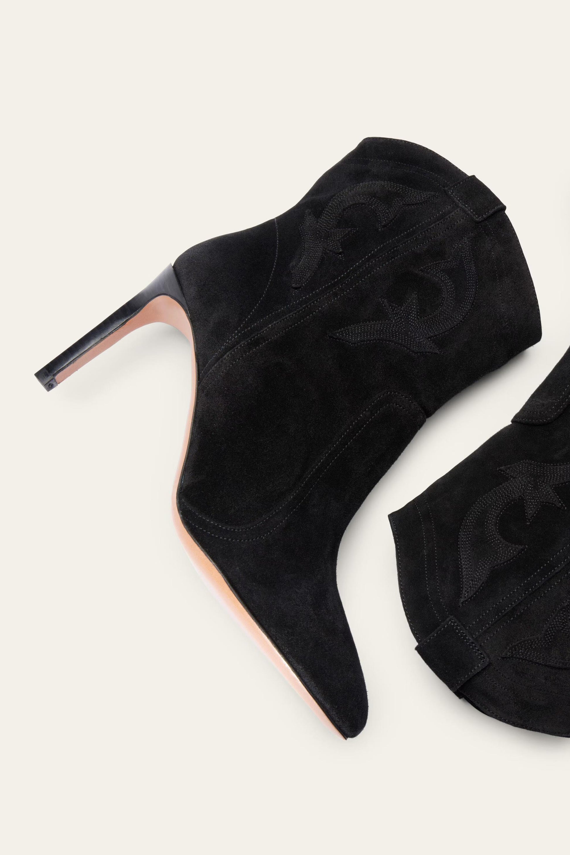 ba&sh Suede High Heel Ankle Boots Caitlin Black