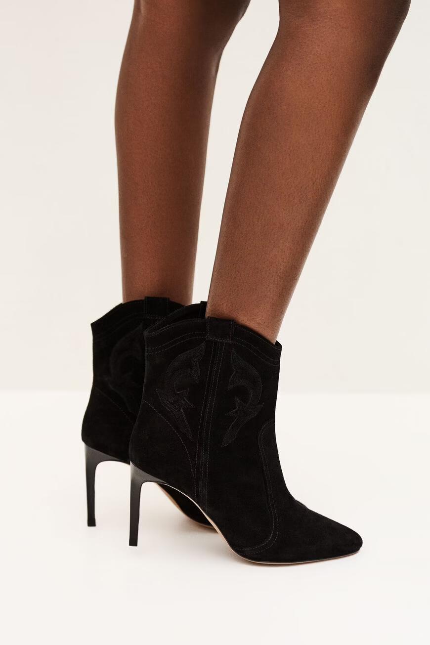 ba&sh Suede High Heel Ankle Boots Caitlin Black