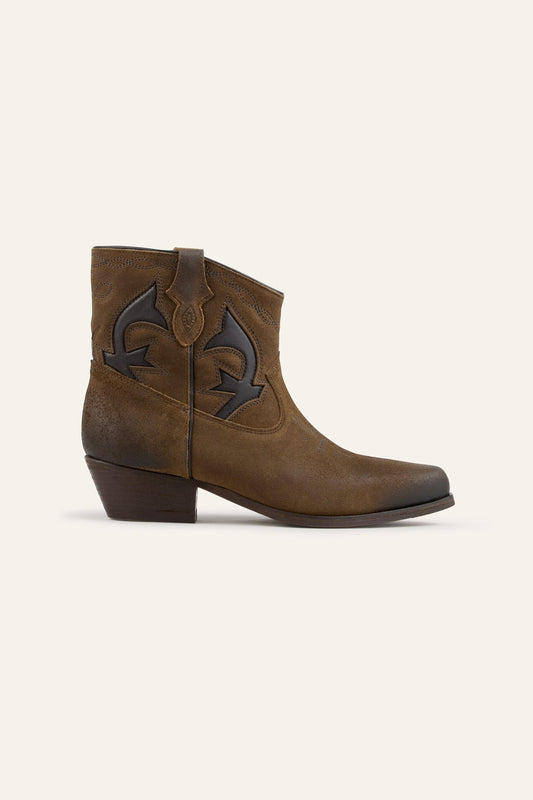 ba&sh Suede Cowboy Ankle Boots Curtis Brown