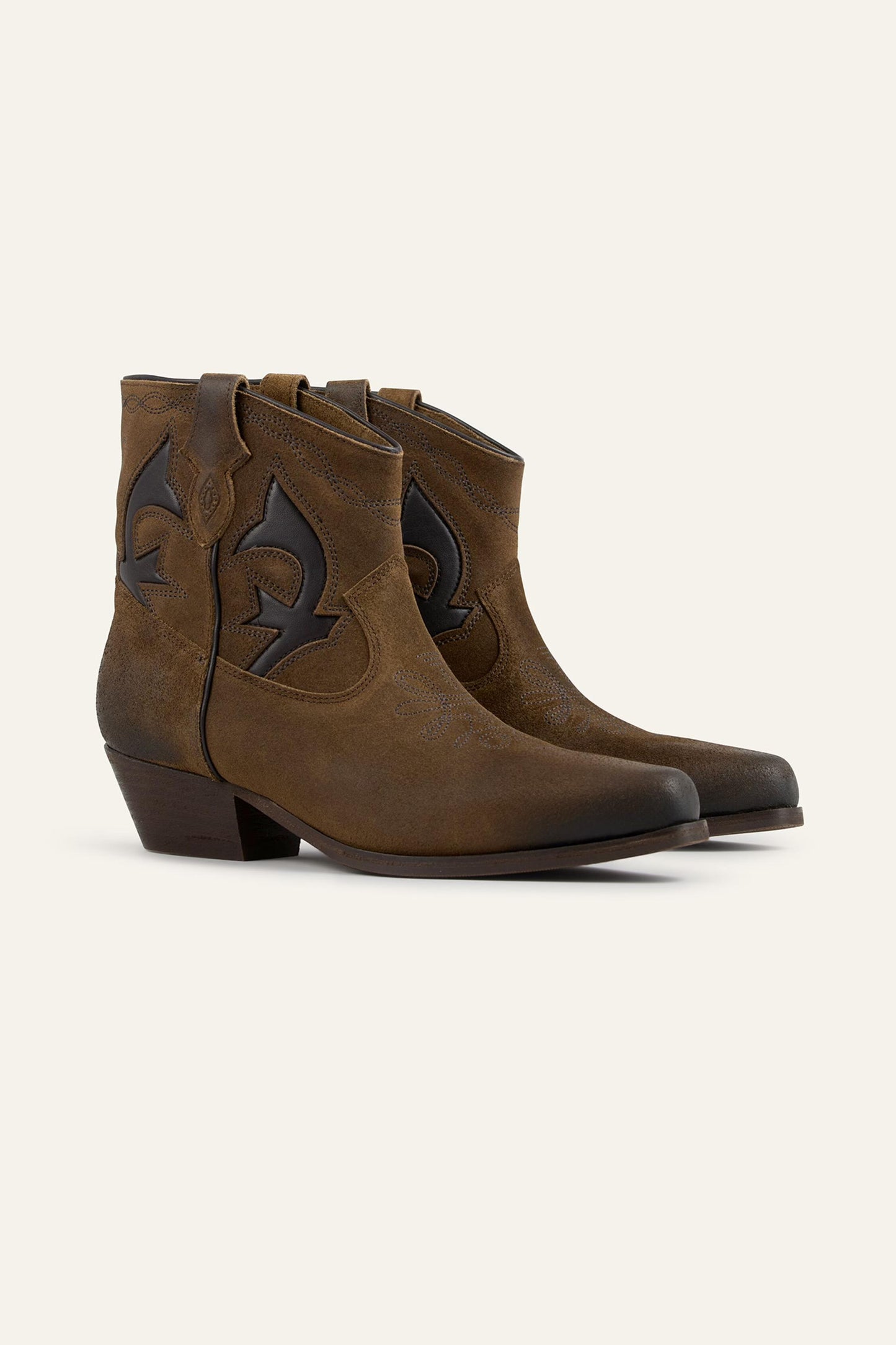 ba&sh Suede Cowboy Ankle Boots Curtis Brown