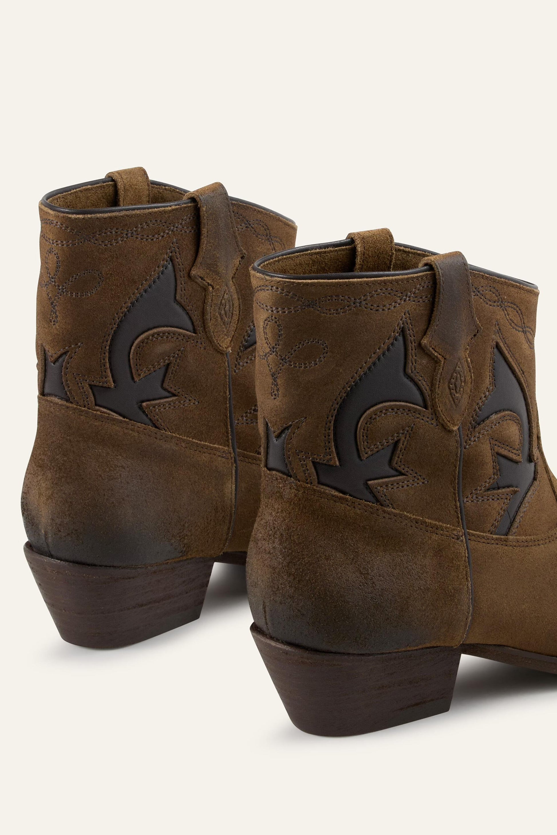 ba&sh Suede Cowboy Ankle Boots Curtis Brown