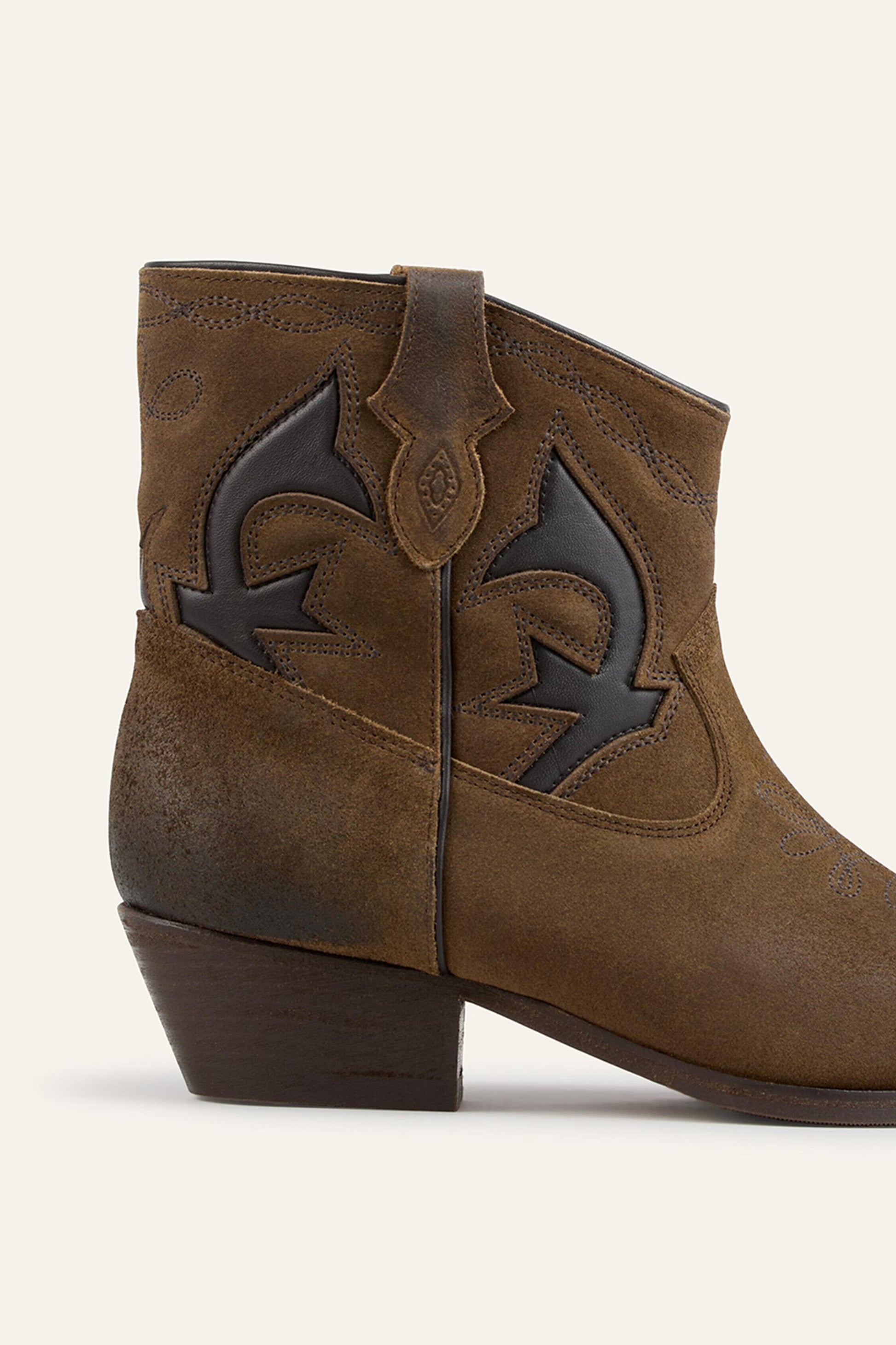 ba&sh Suede Cowboy Ankle Boots Curtis Brown