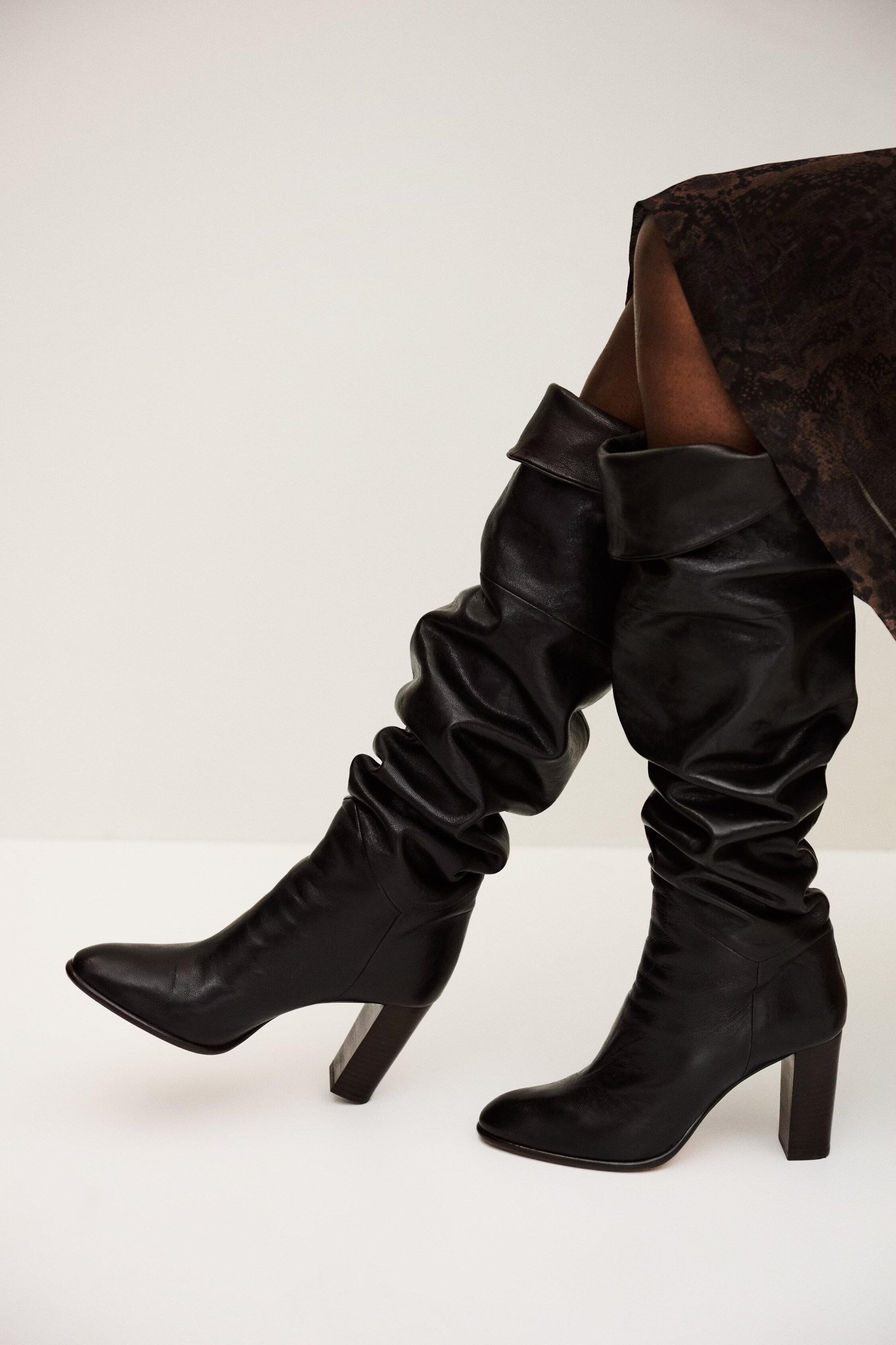 ba&sh Black Polished Leather Boots Ciry Black