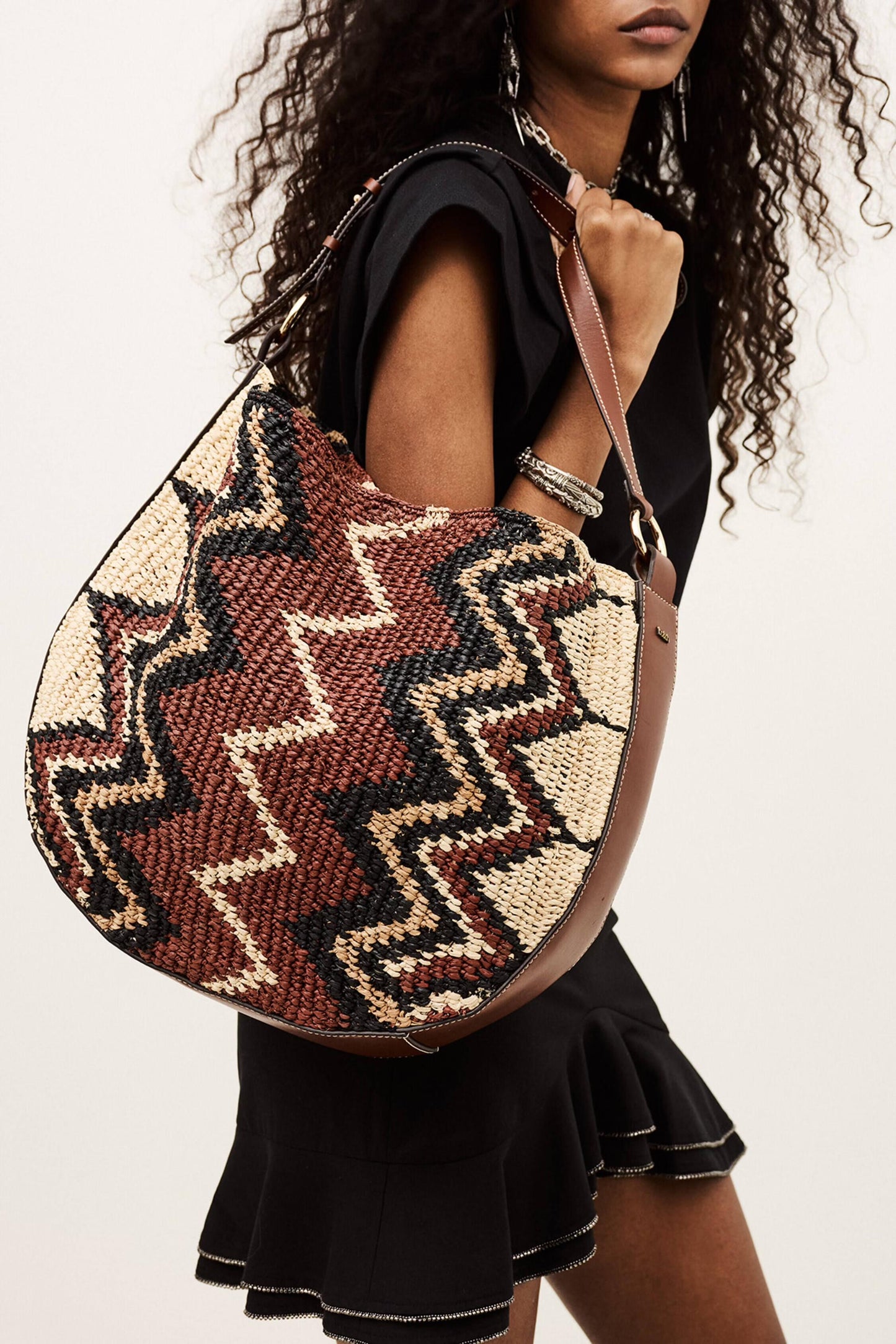 ba&sh Raffia Hobo Bag Arya Multicolored