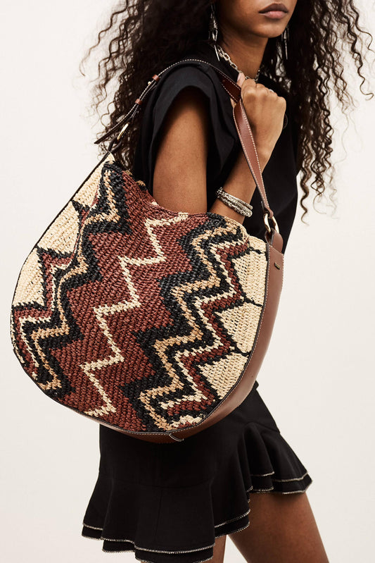 ba&sh Raffia Hobo Bag Arya Multicolored