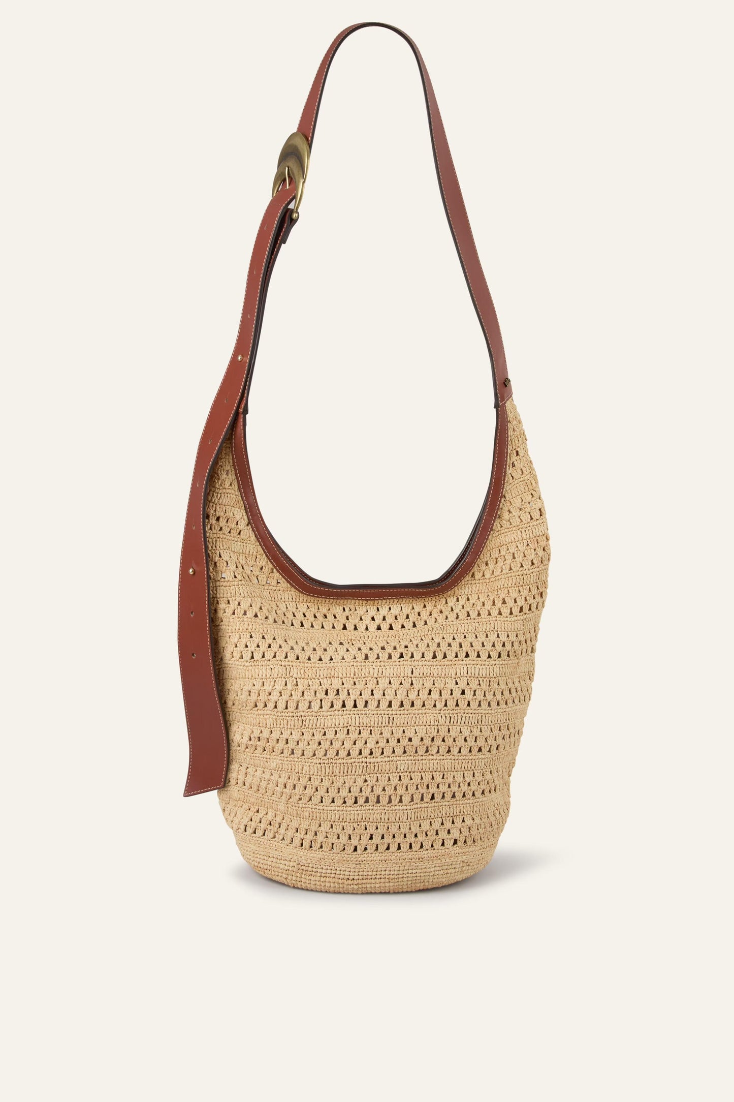 ba&sh Woven Bucket Bag Youyou Brown