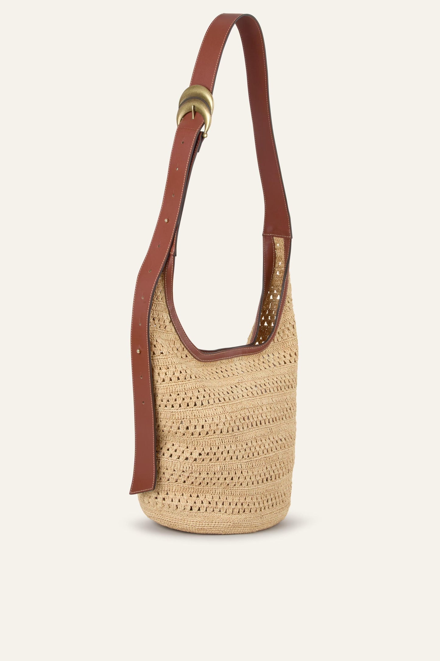 ba&sh Woven Bucket Bag Youyou Brown