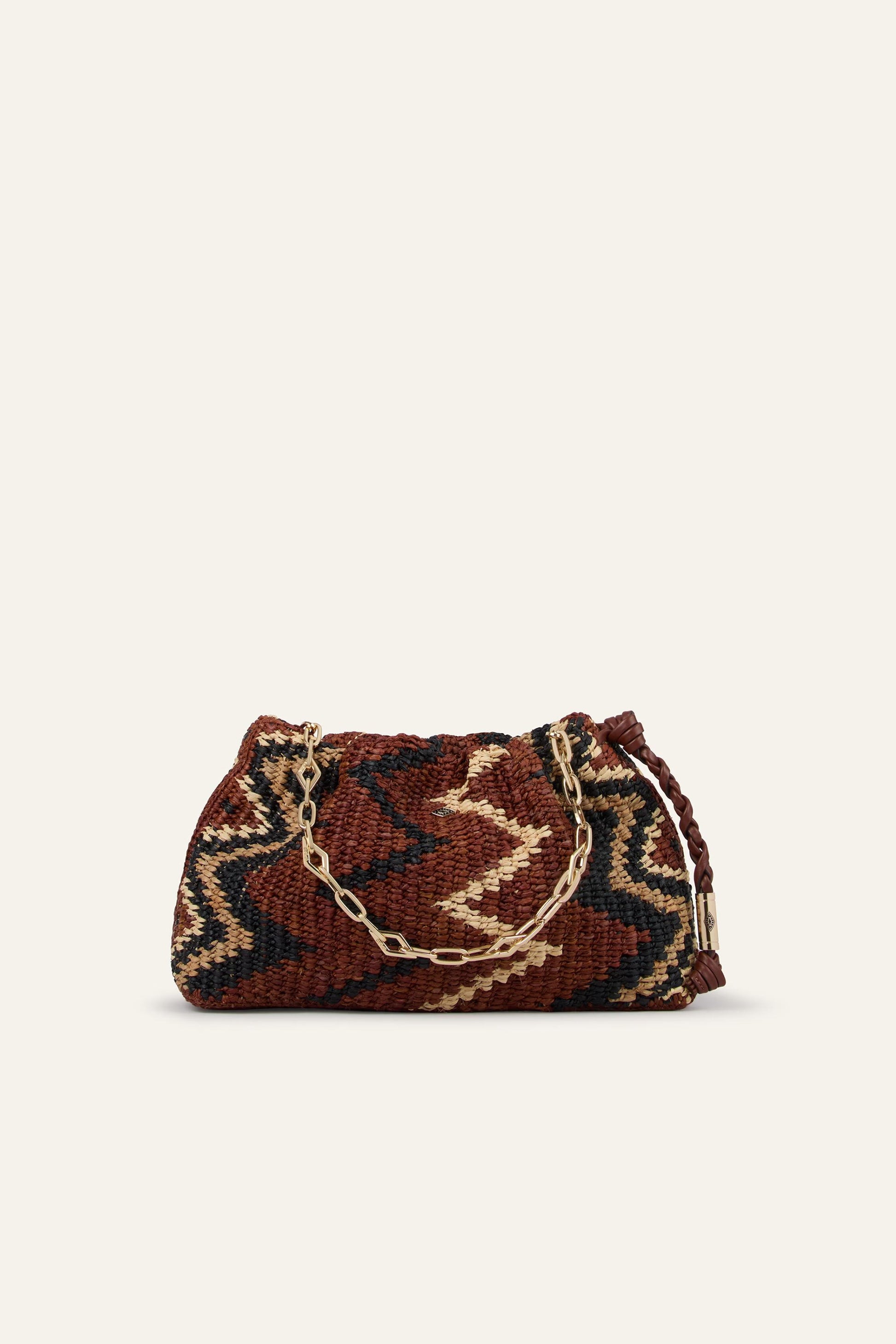 ba&sh Tribal-Inspired Raffia Clutch June Multicolored