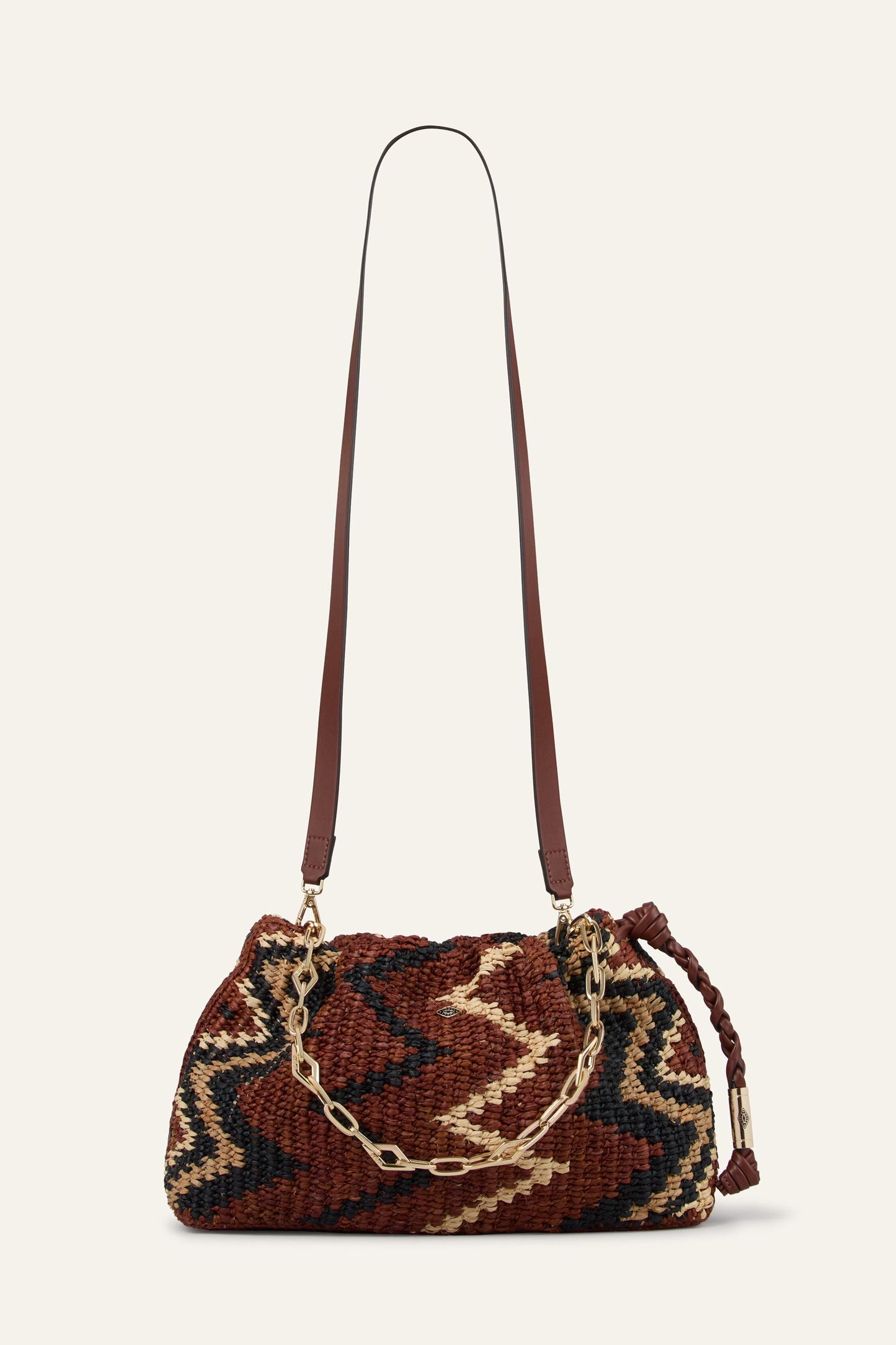 ba&sh Tribal-Inspired Raffia Clutch June Multicolored