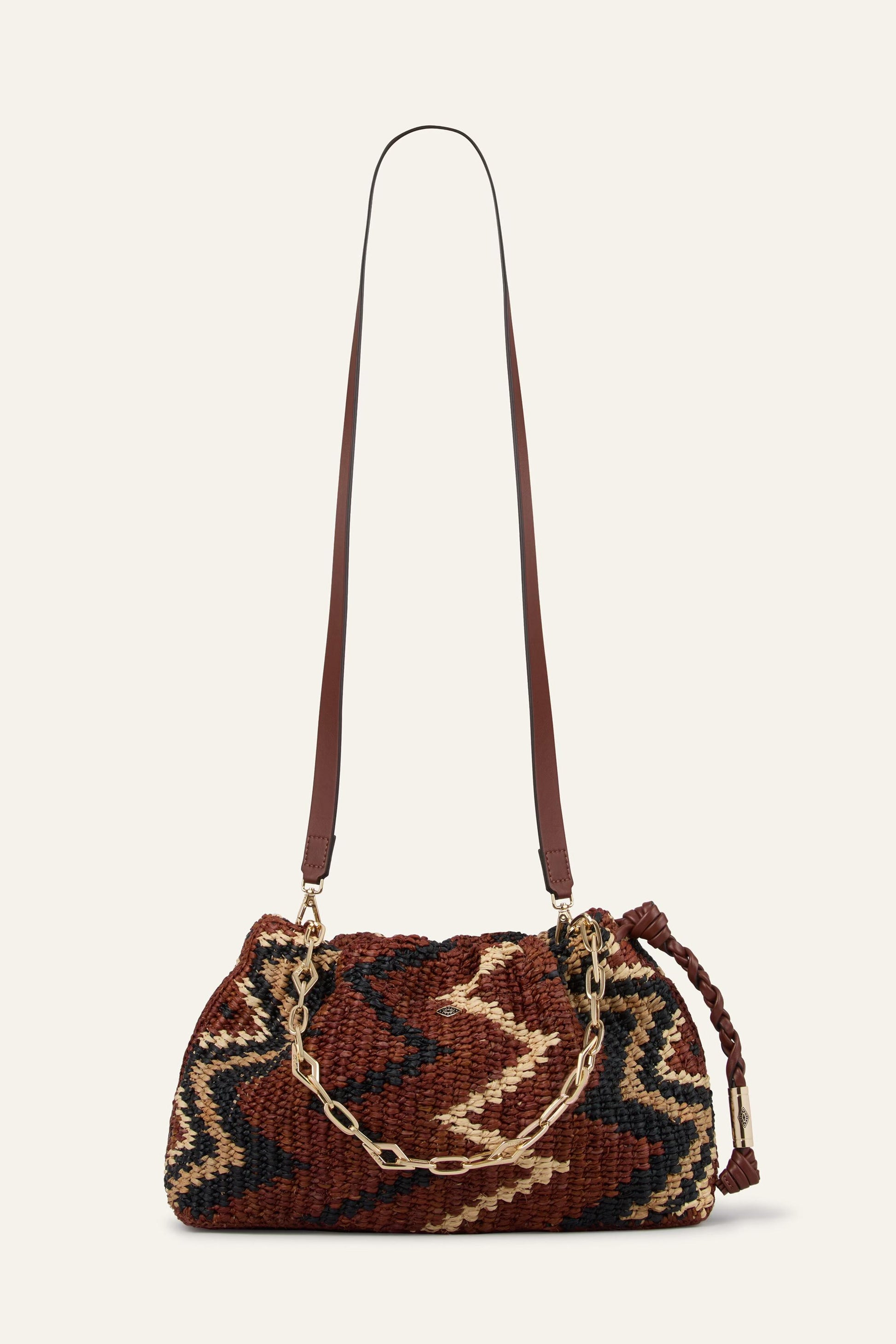 ba&sh Tribal-Inspired Raffia Clutch June Multicolored