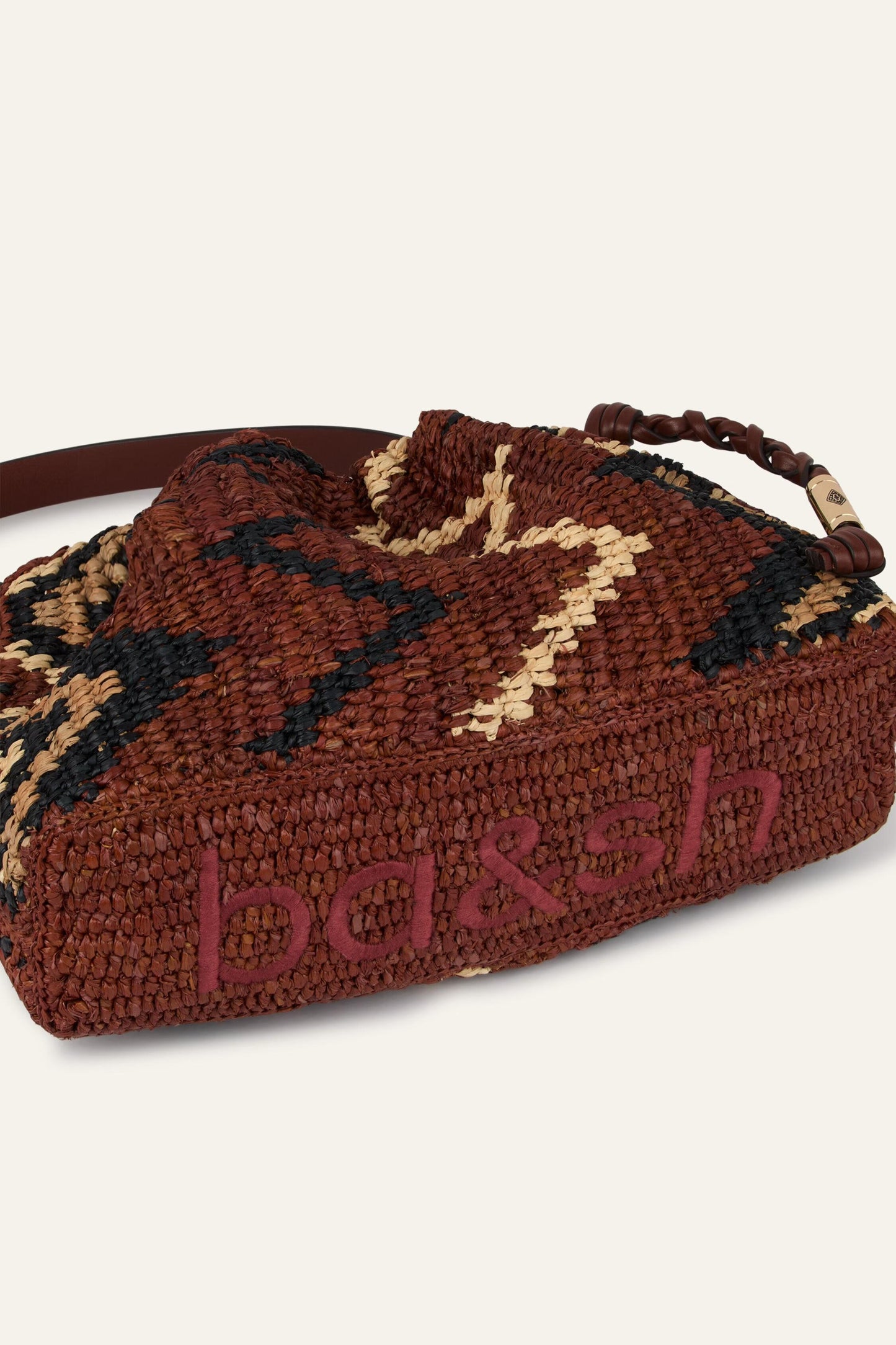 ba&sh Tribal-Inspired Raffia Clutch June Multicolored