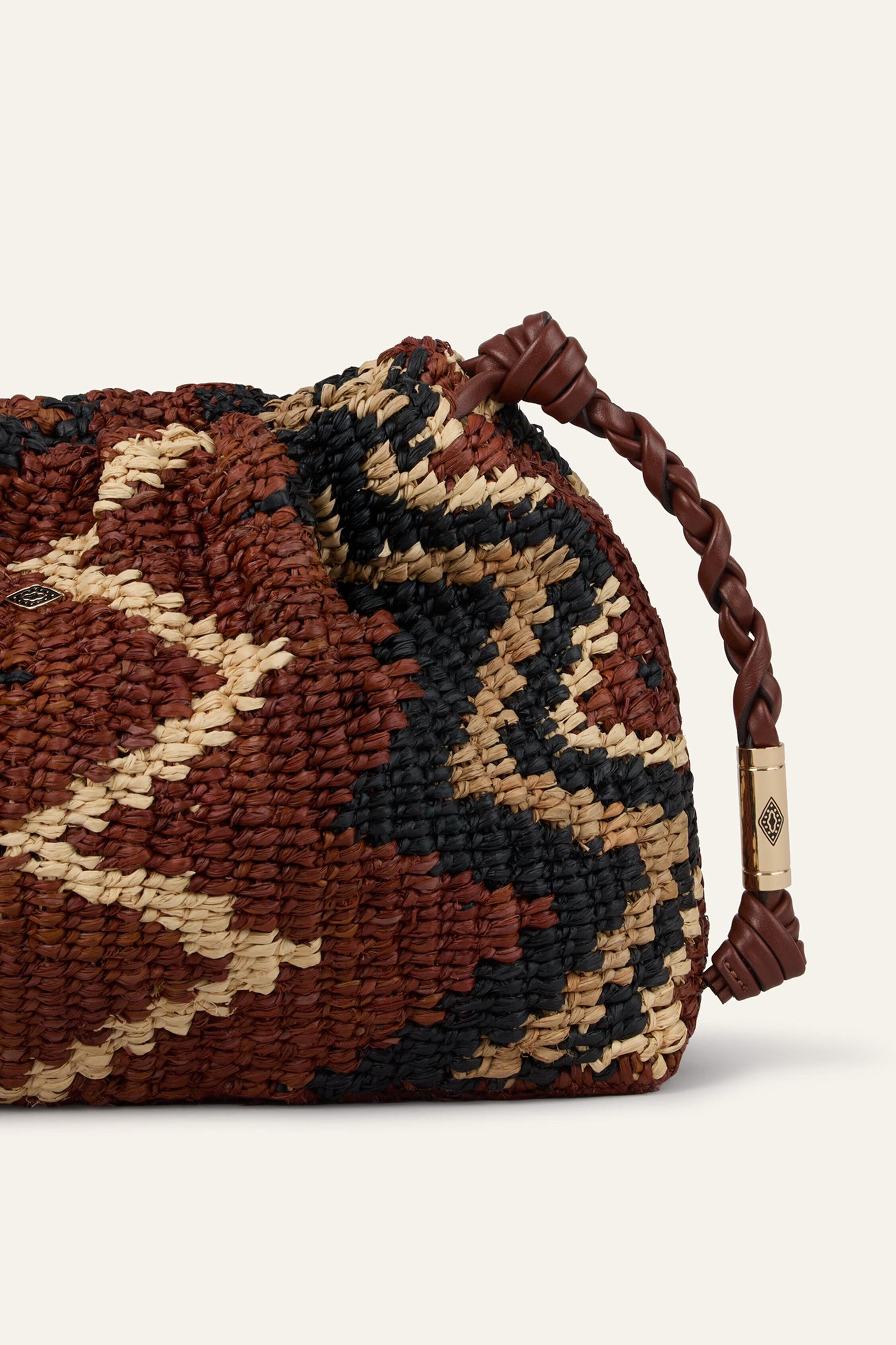 ba&sh Tribal-Inspired Raffia Clutch June Multicolored