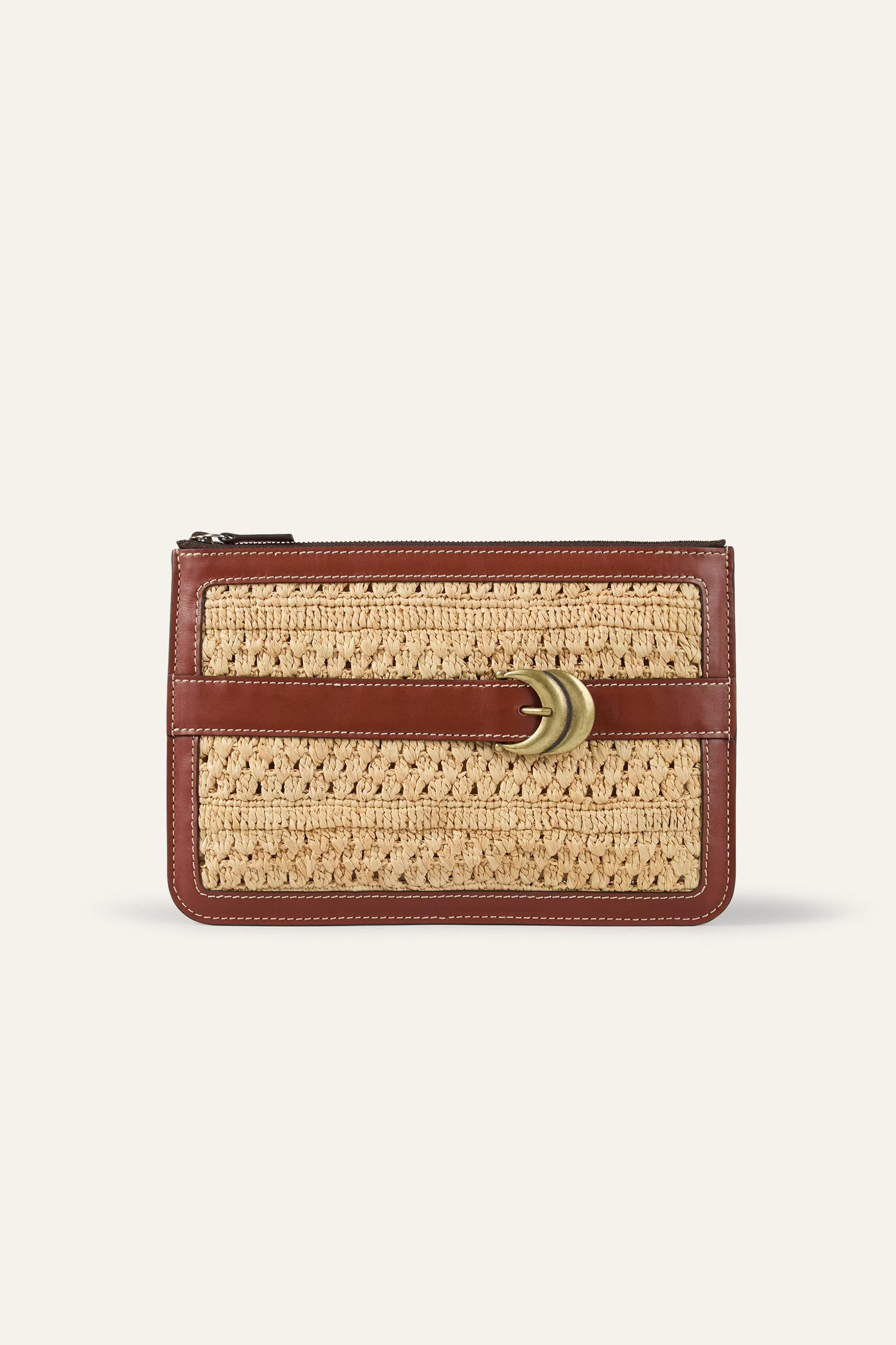 ba&sh Woven Raffia Clutch Youyou Brown
