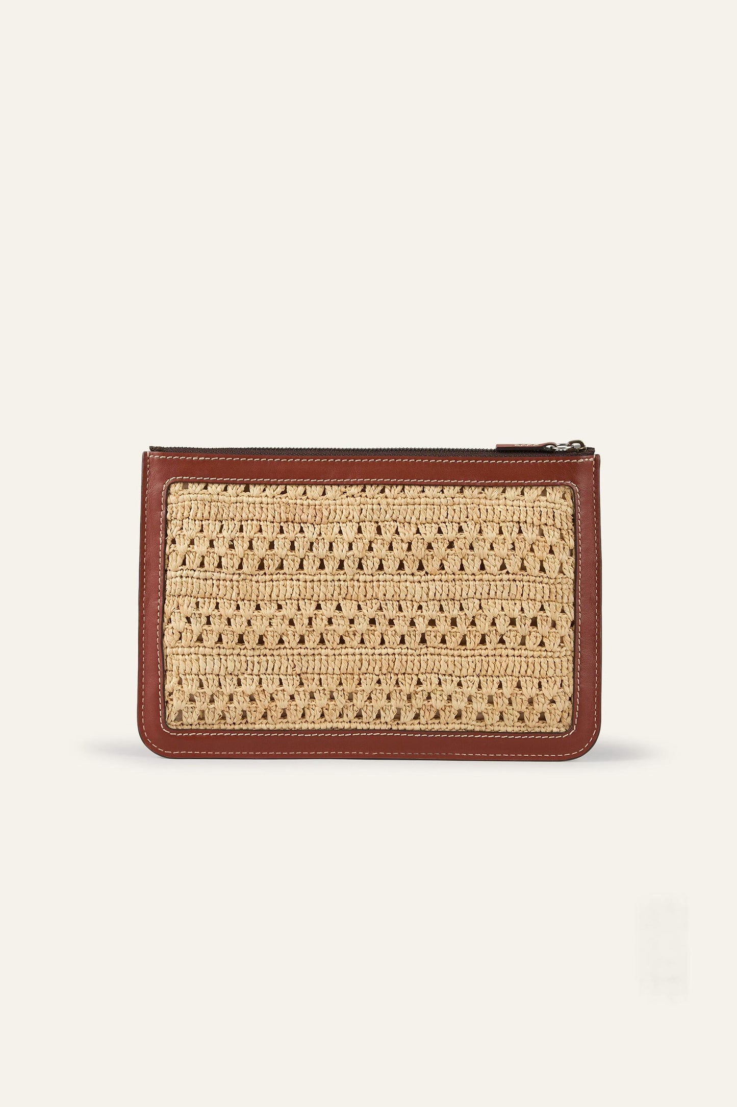 ba&sh Woven Raffia Clutch Youyou Brown