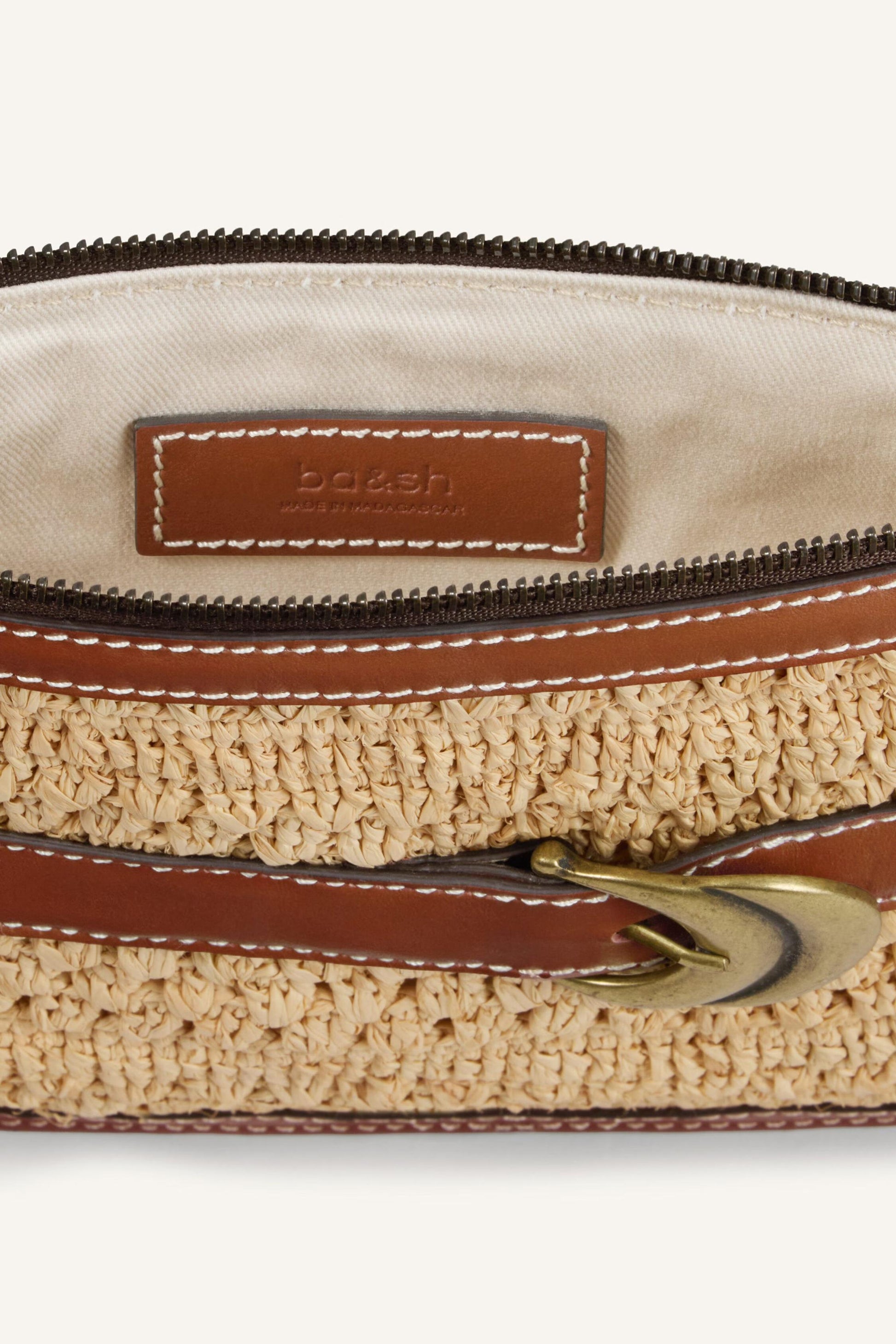 ba&sh Woven Raffia Clutch Youyou Brown
