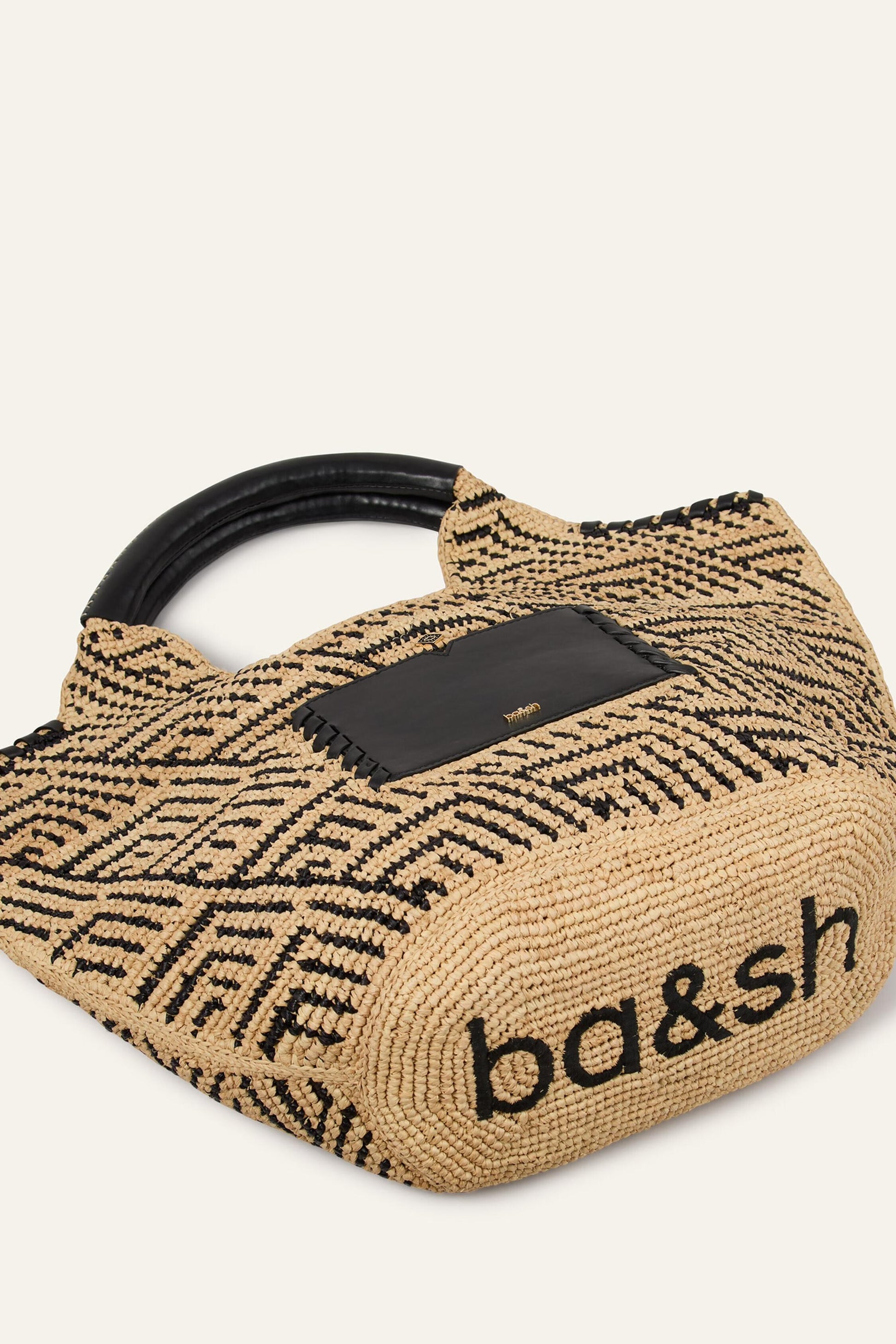 ba&sh Large Raffia Basket Ophelia Black
