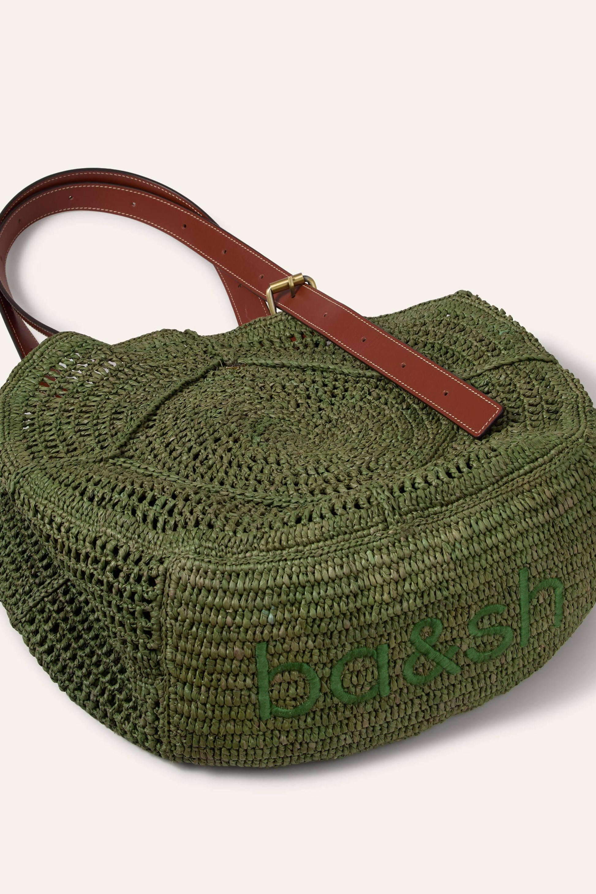 ba&sh Raffia Straw Bag Palma Green