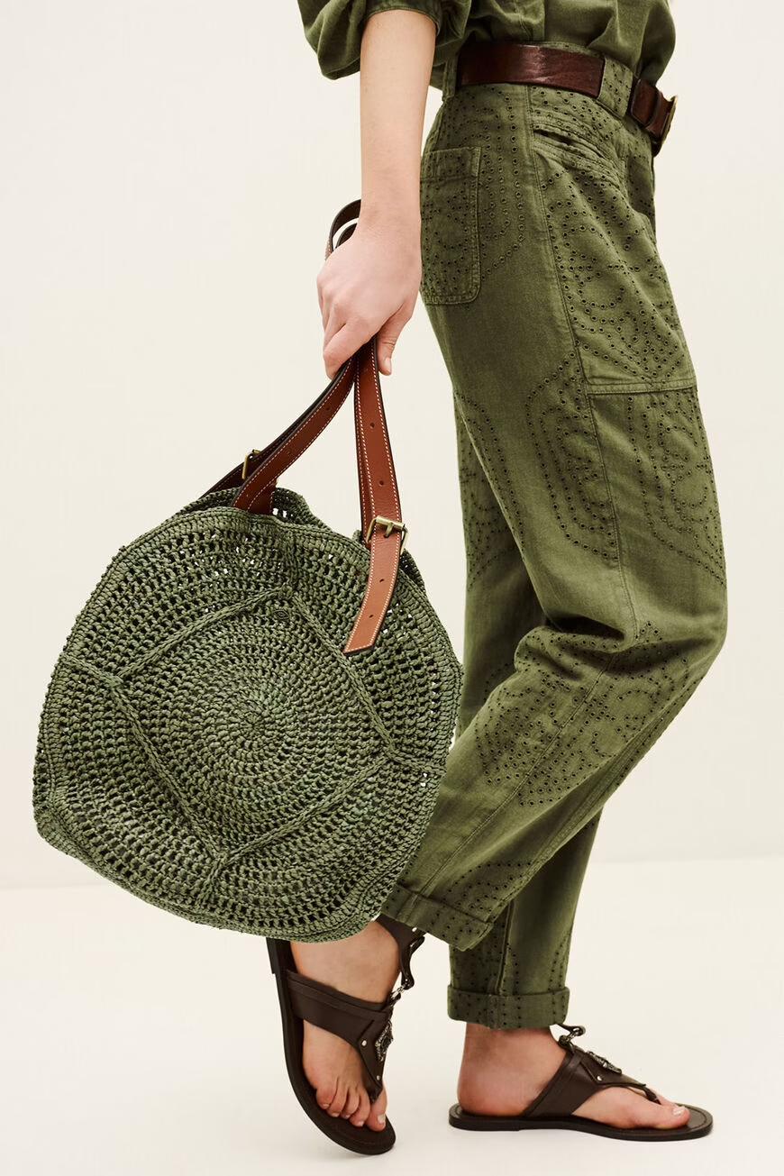 ba&sh Raffia Straw Bag Palma Green
