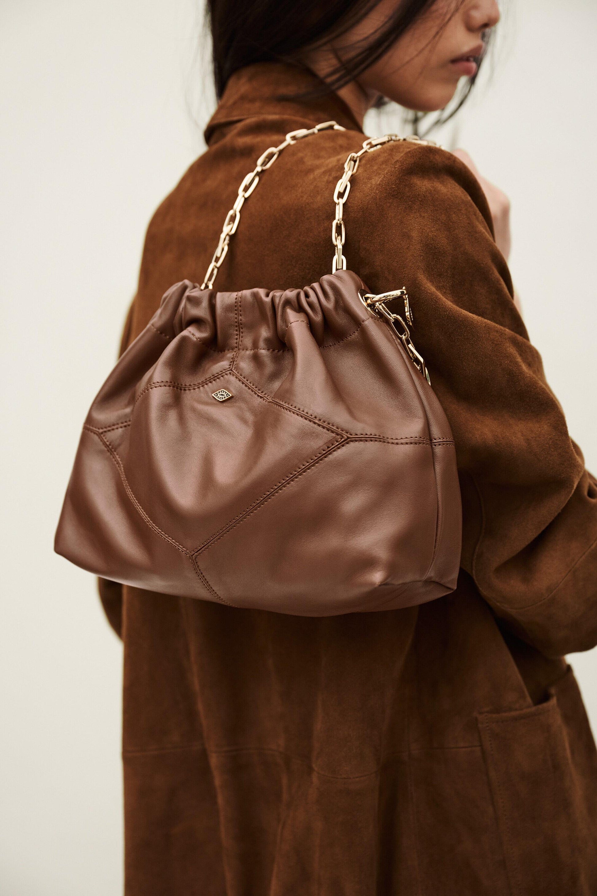ba&sh Mini Leather Bag June Brown
