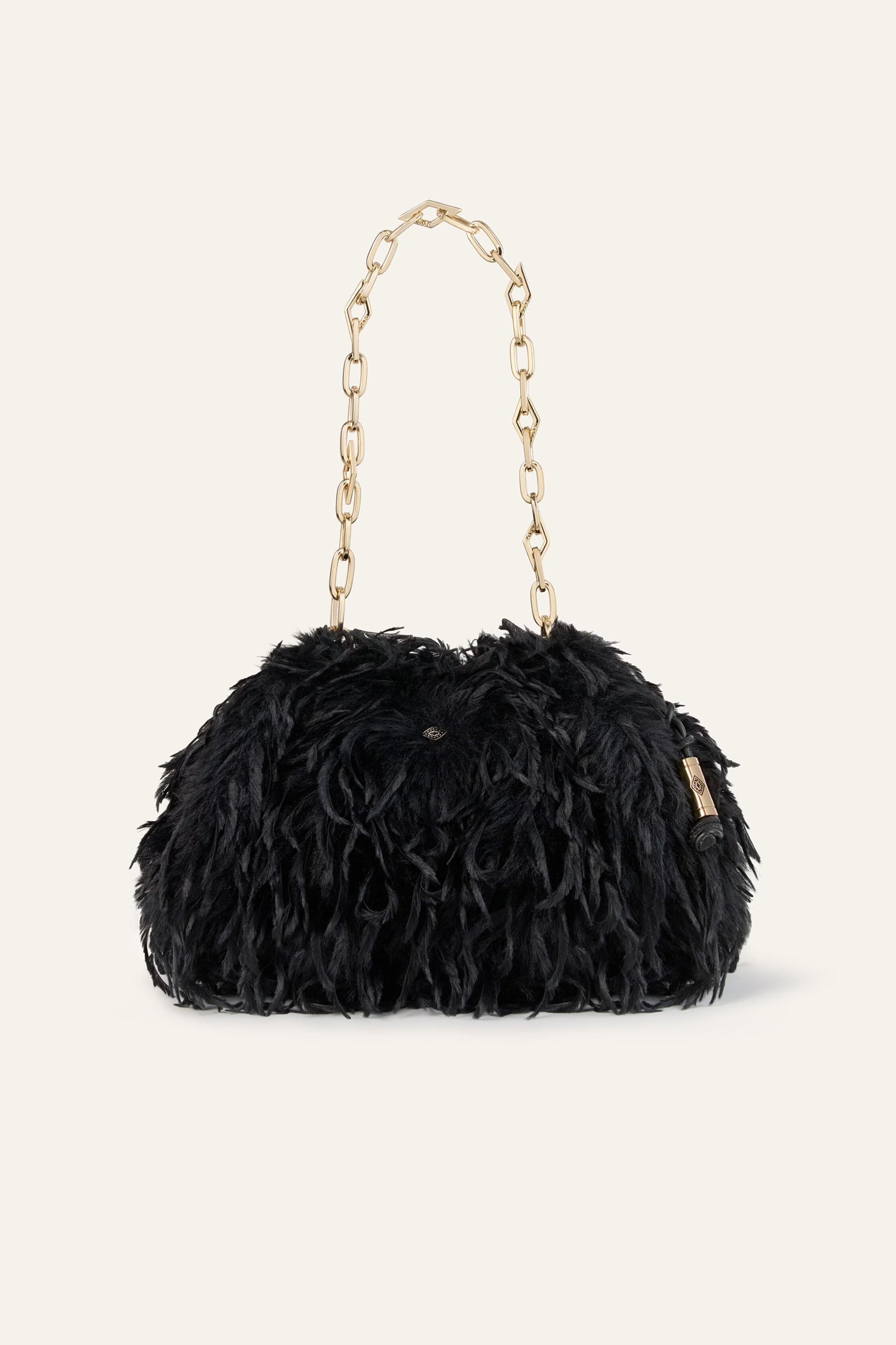 ba&sh Feathered Clutch June Black