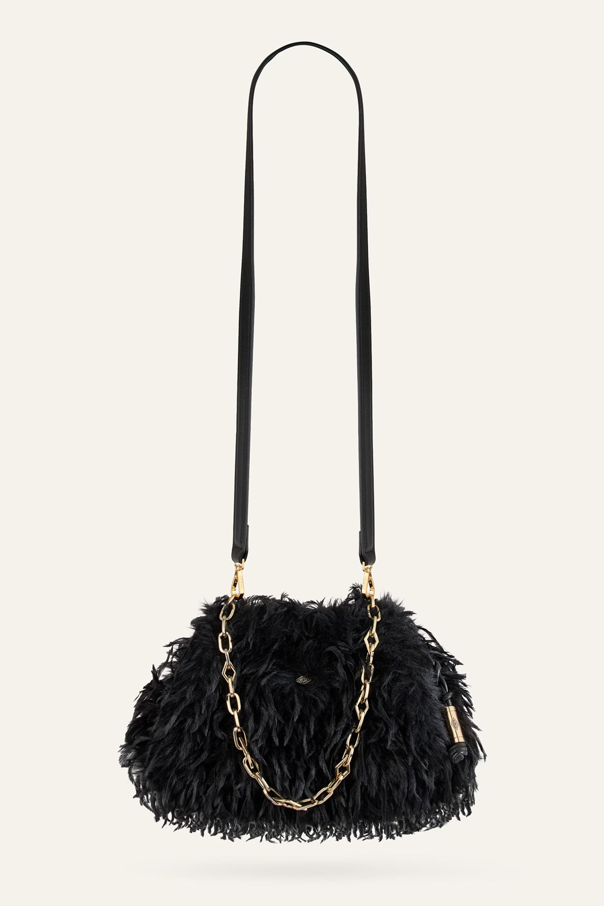 ba&sh Feathered Clutch June Black
