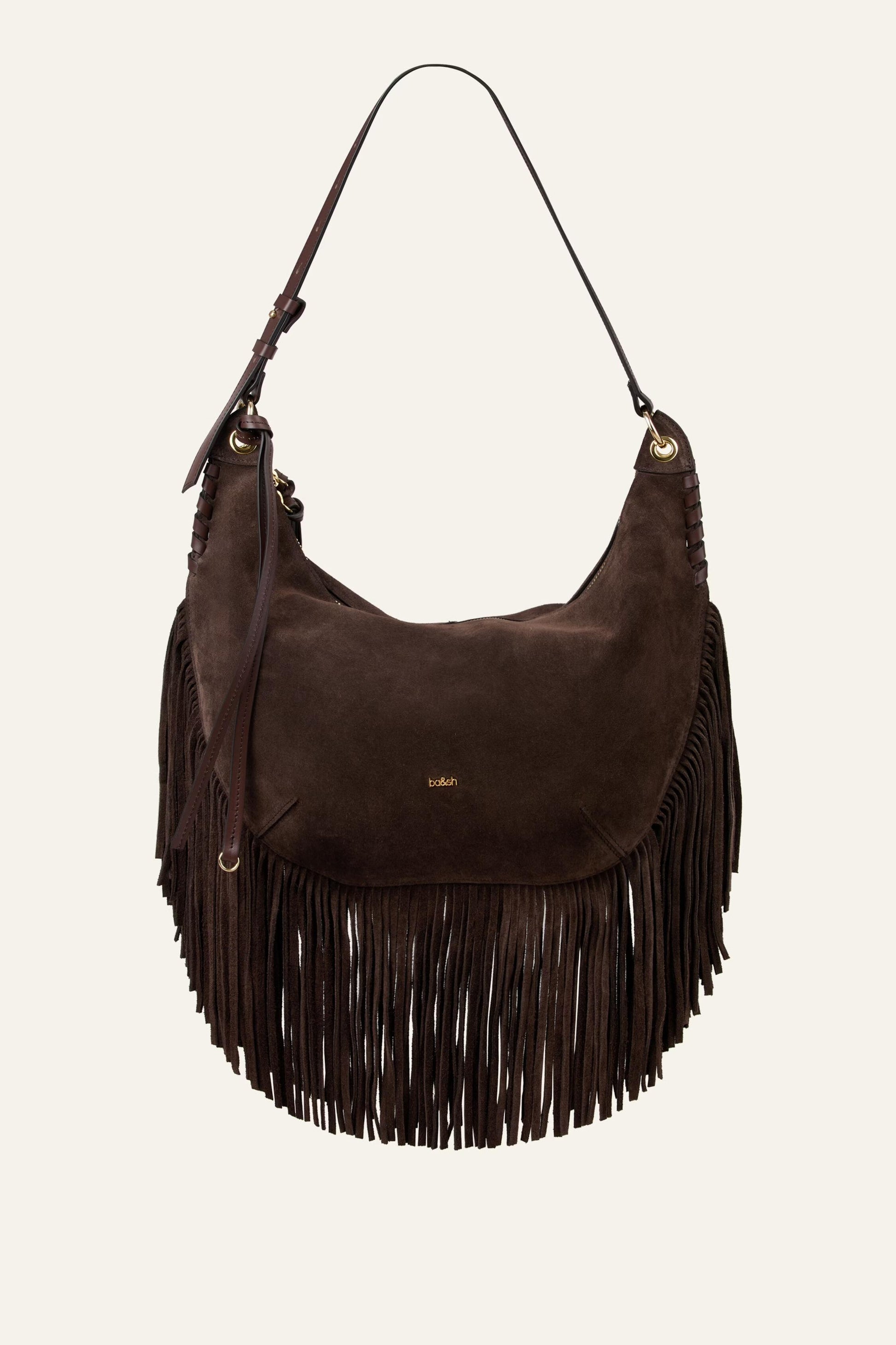 ba&sh Fringed Hobo Bag Franges Brown