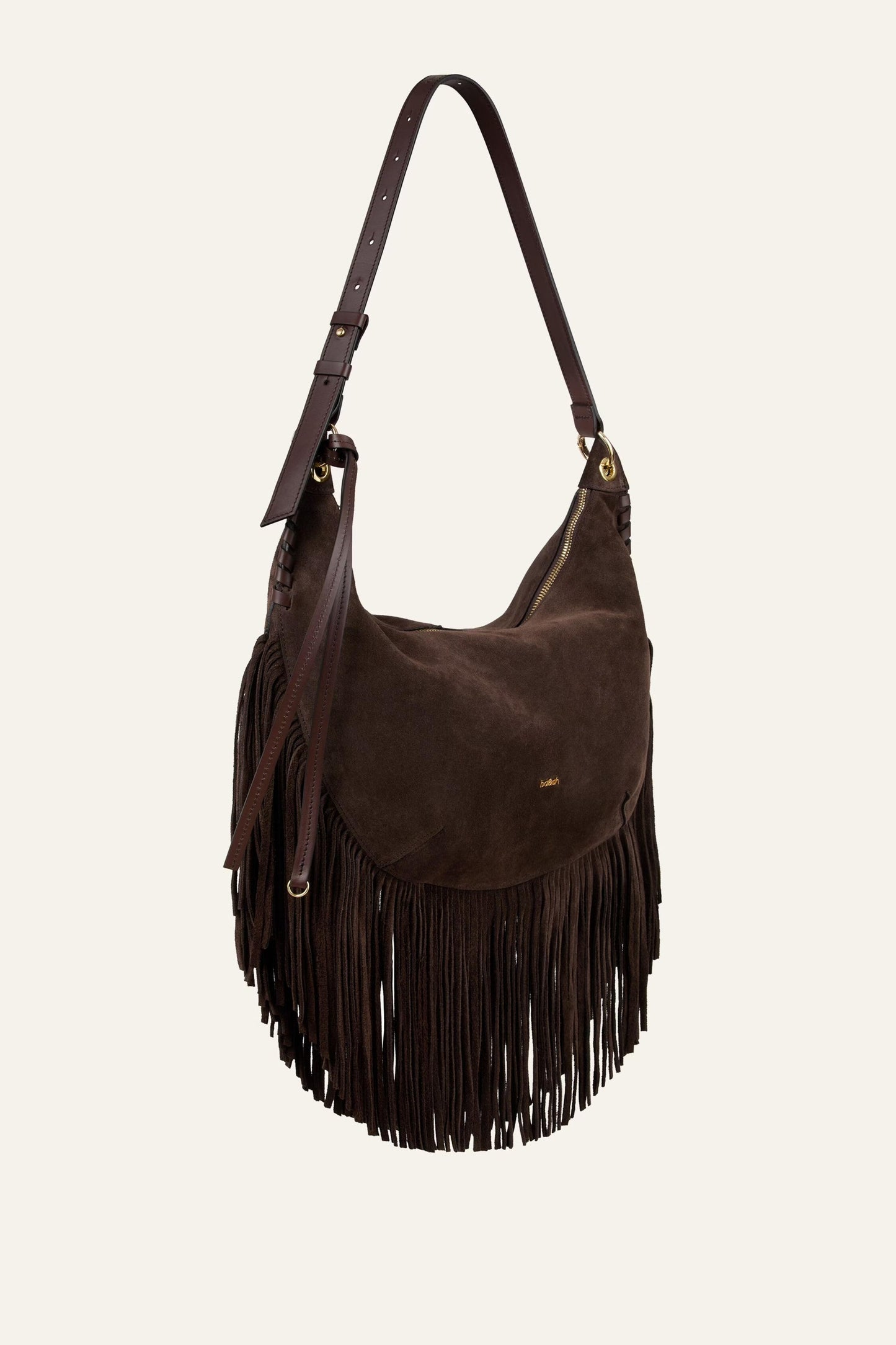 ba&sh Fringed Hobo Bag Franges Brown