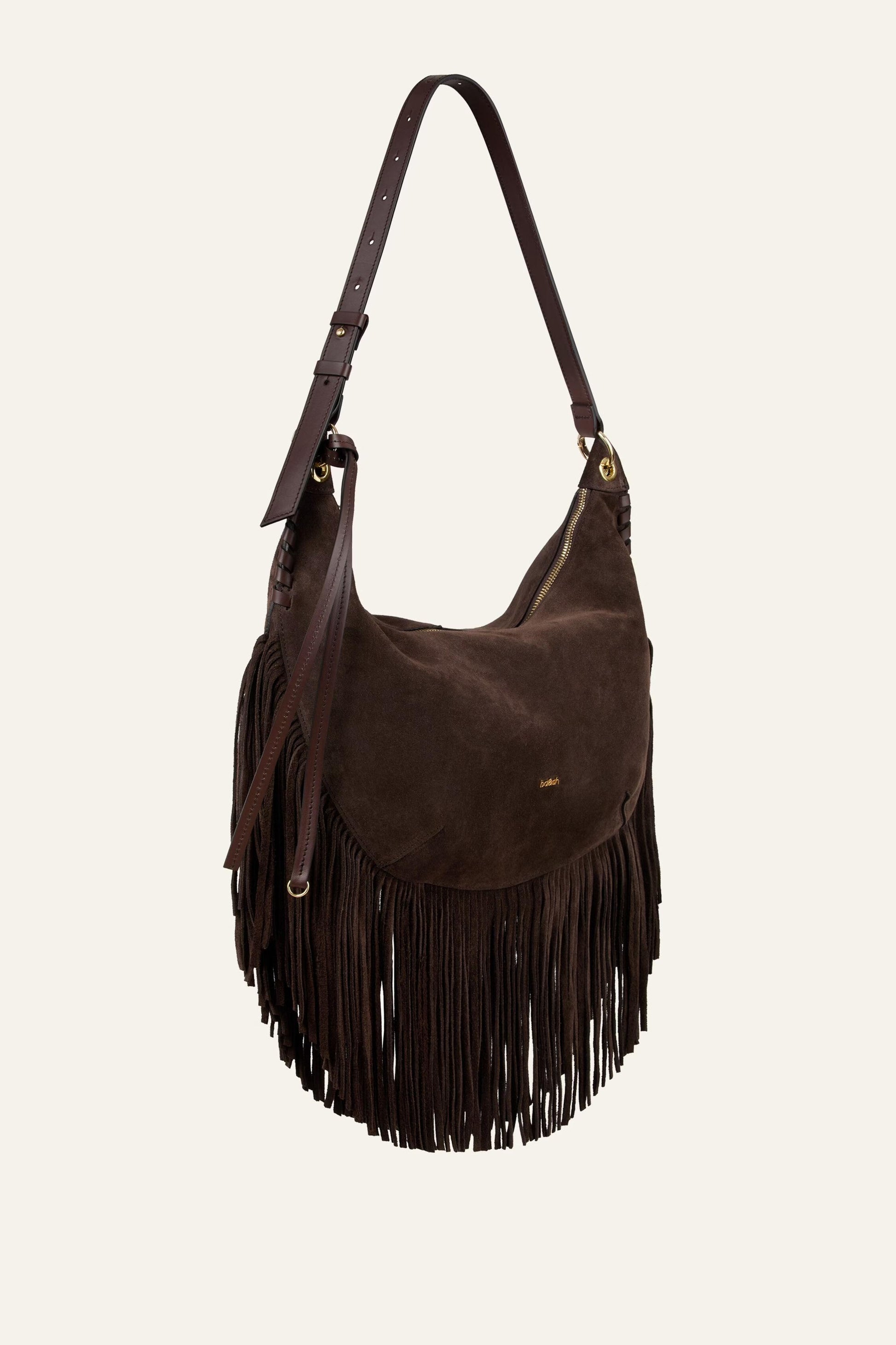 ba&sh Fringed Hobo Bag Franges Brown