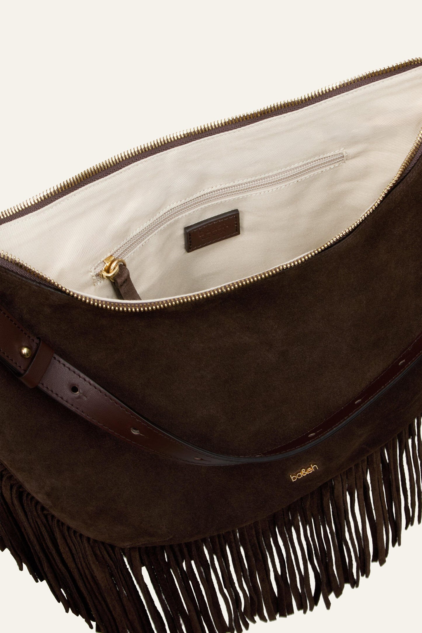 ba&sh Fringed Hobo Bag Franges Brown