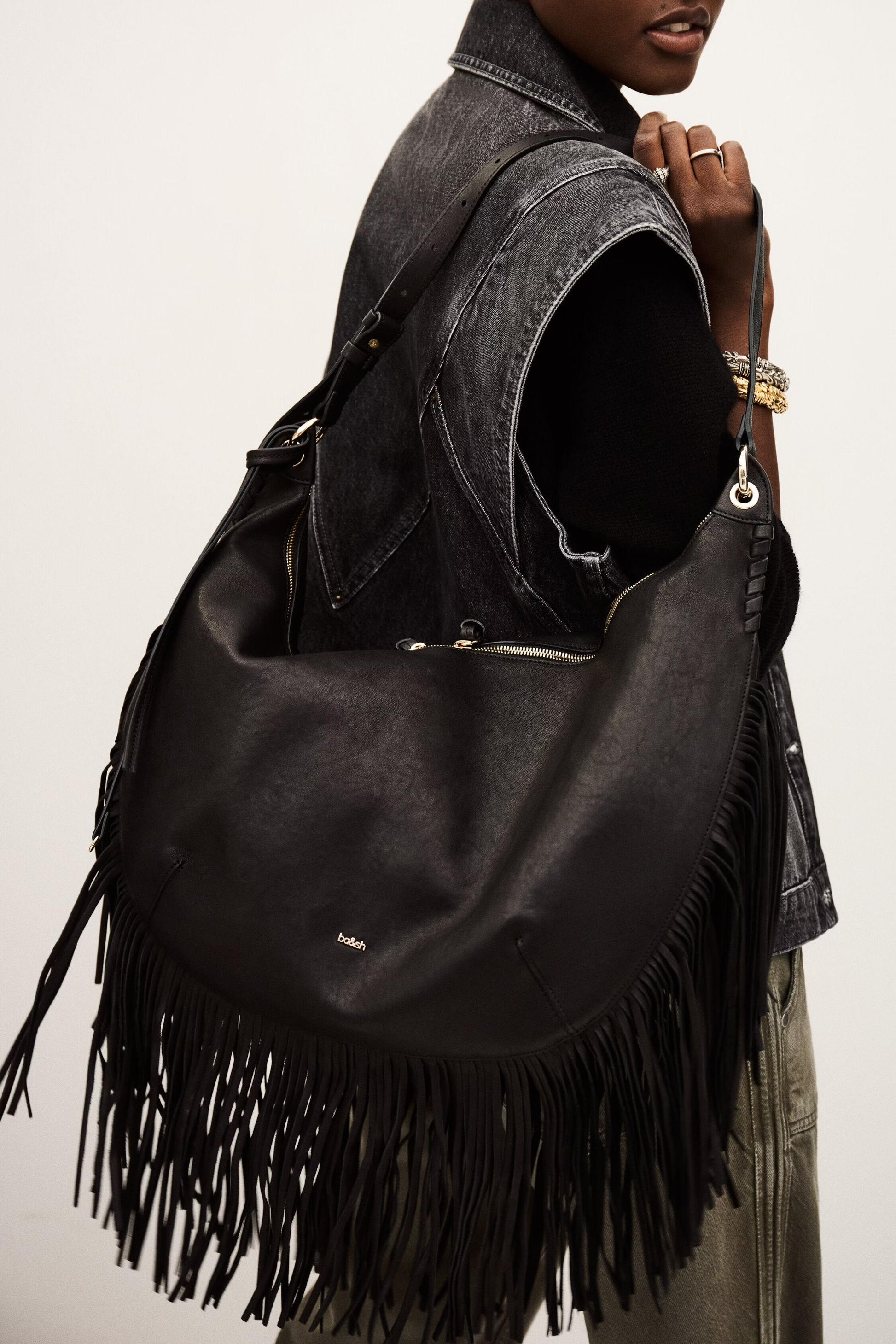 ba&sh Fringed Bag Swing Black