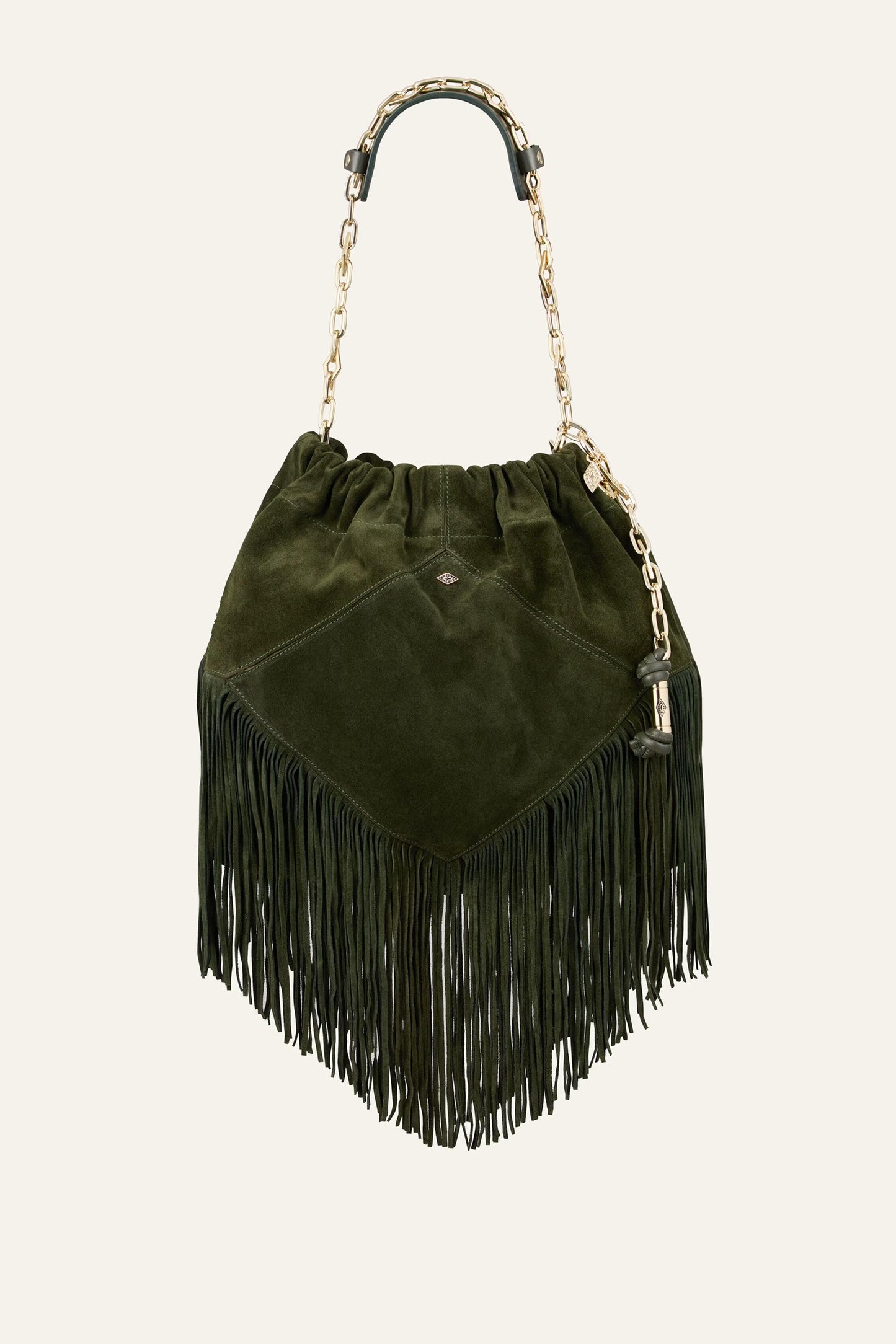 ba&sh Fringed Suede Bag June Green
