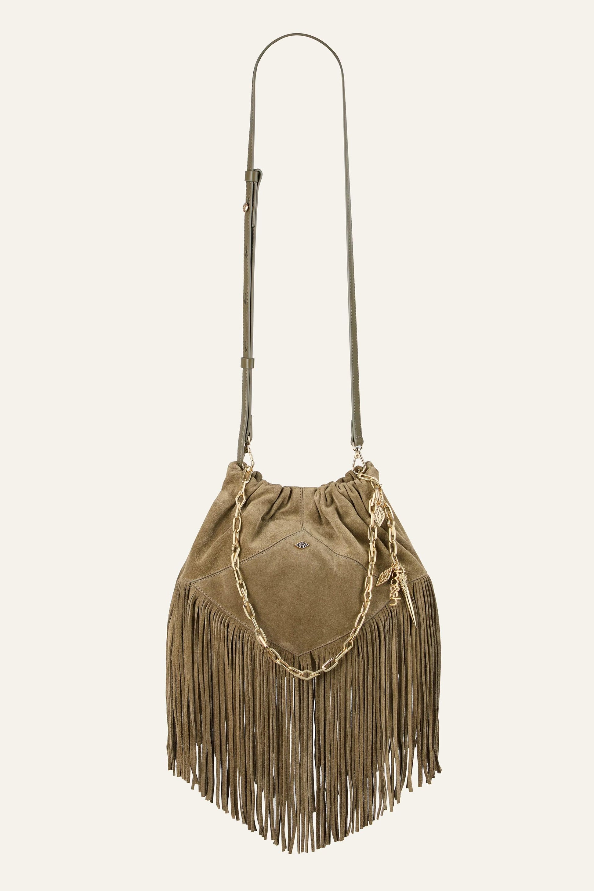 ba&sh Mini Suede Bag June Green