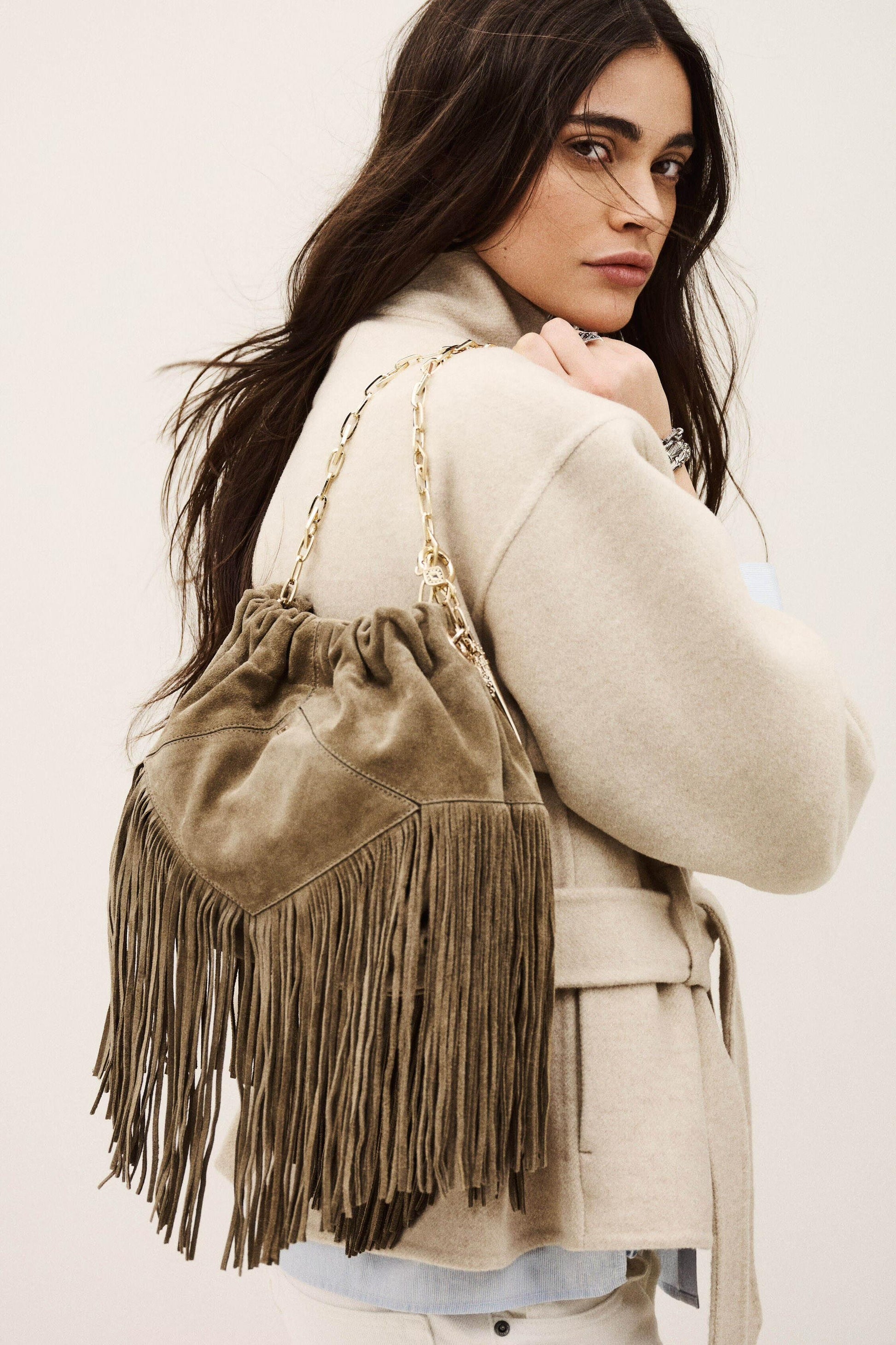 ba&sh Mini Suede Bag June Green