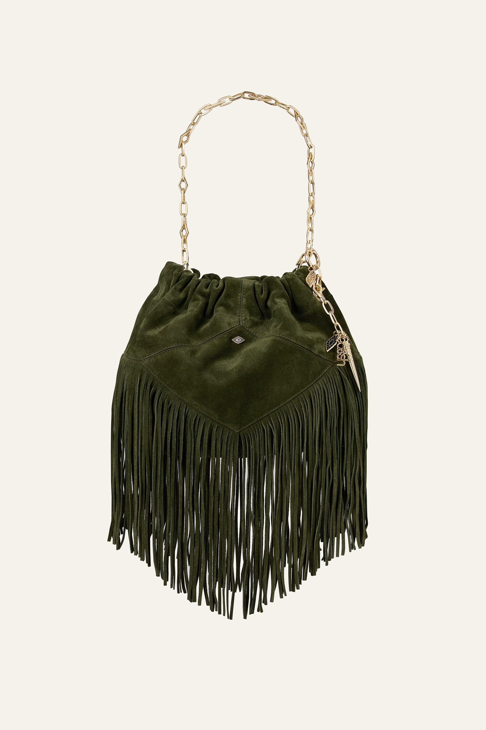 ba&sh Mini Suede Bag June Green
