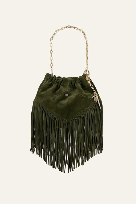 ba&sh Mini Suede Bag June Green