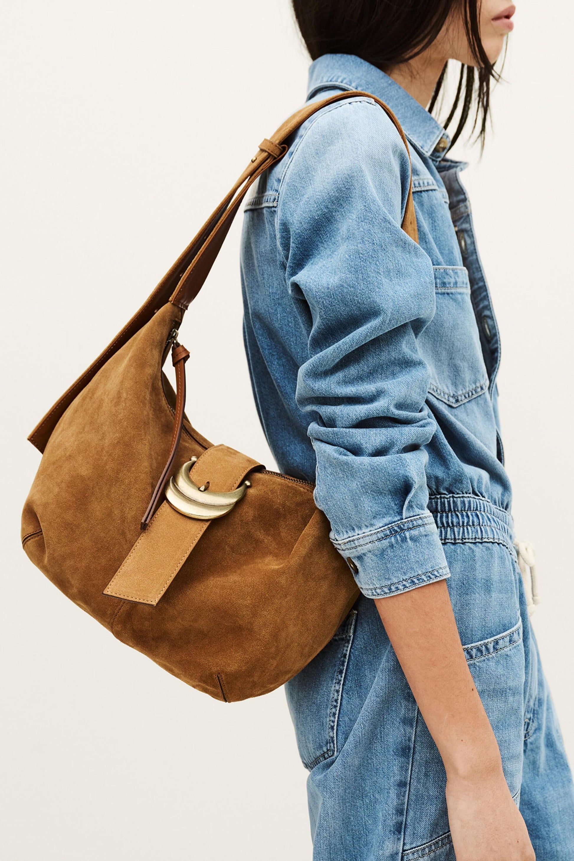 ba&sh Suede Hobo Bag Youyou Brown
