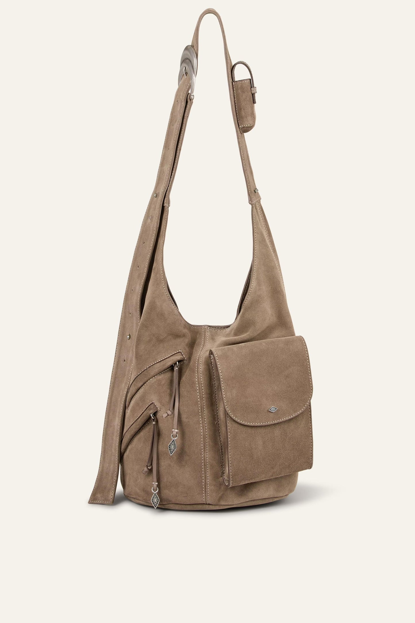 ba&sh Suede Bucket Bag Youyou Gray