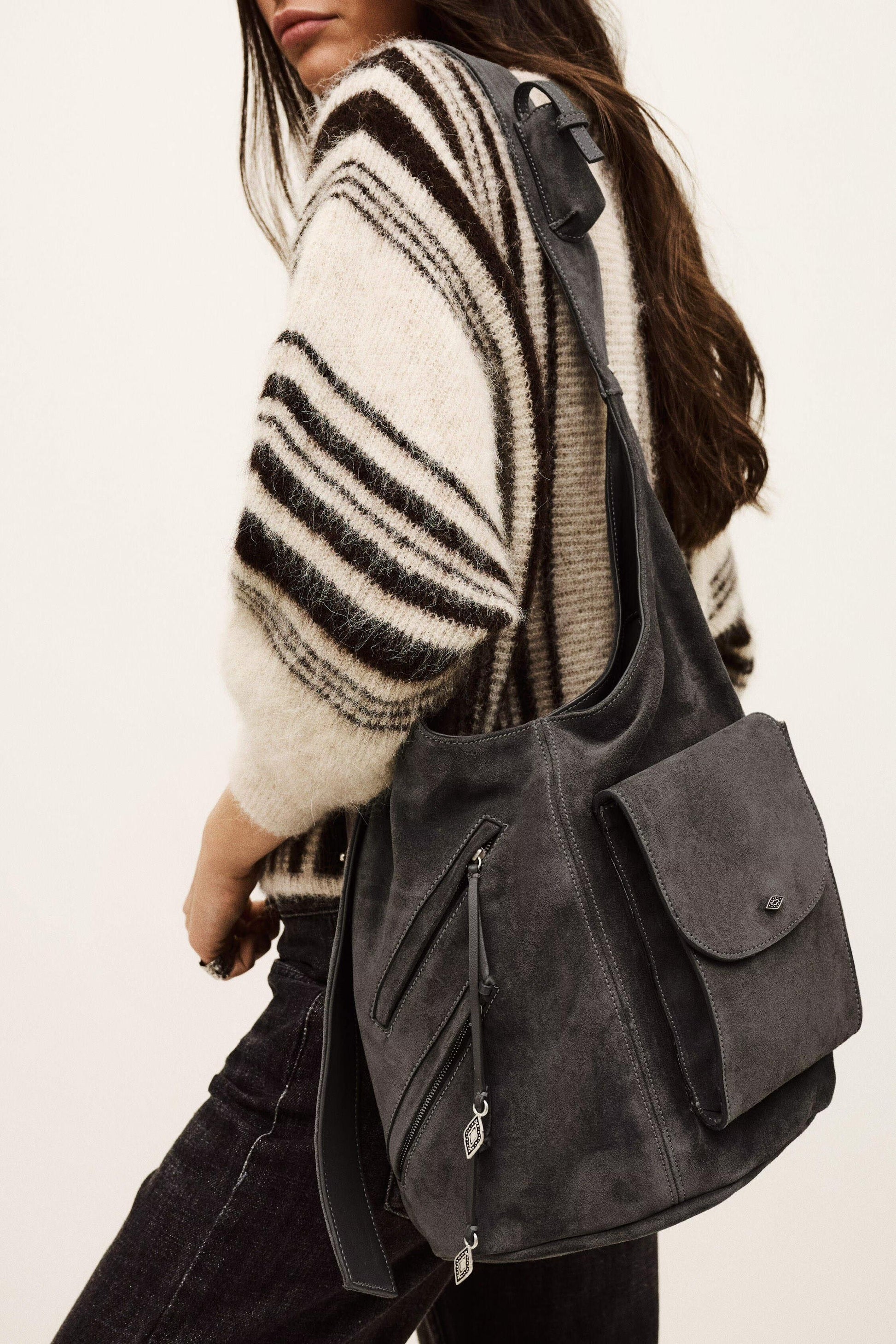 ba&sh Multi-Pocket Bucket Bag Youyou Gray
