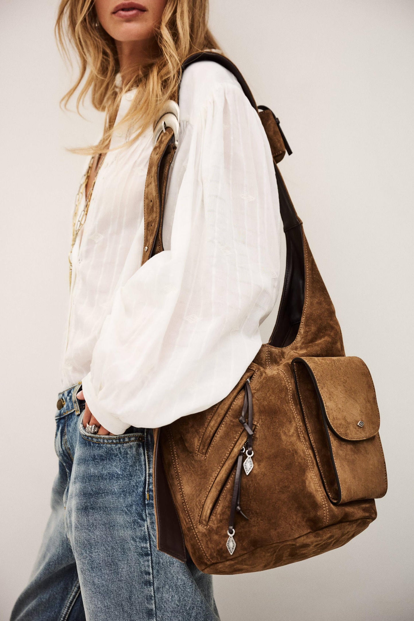 ba&sh Multi-Pocket Bucket Bag Youyou Brown