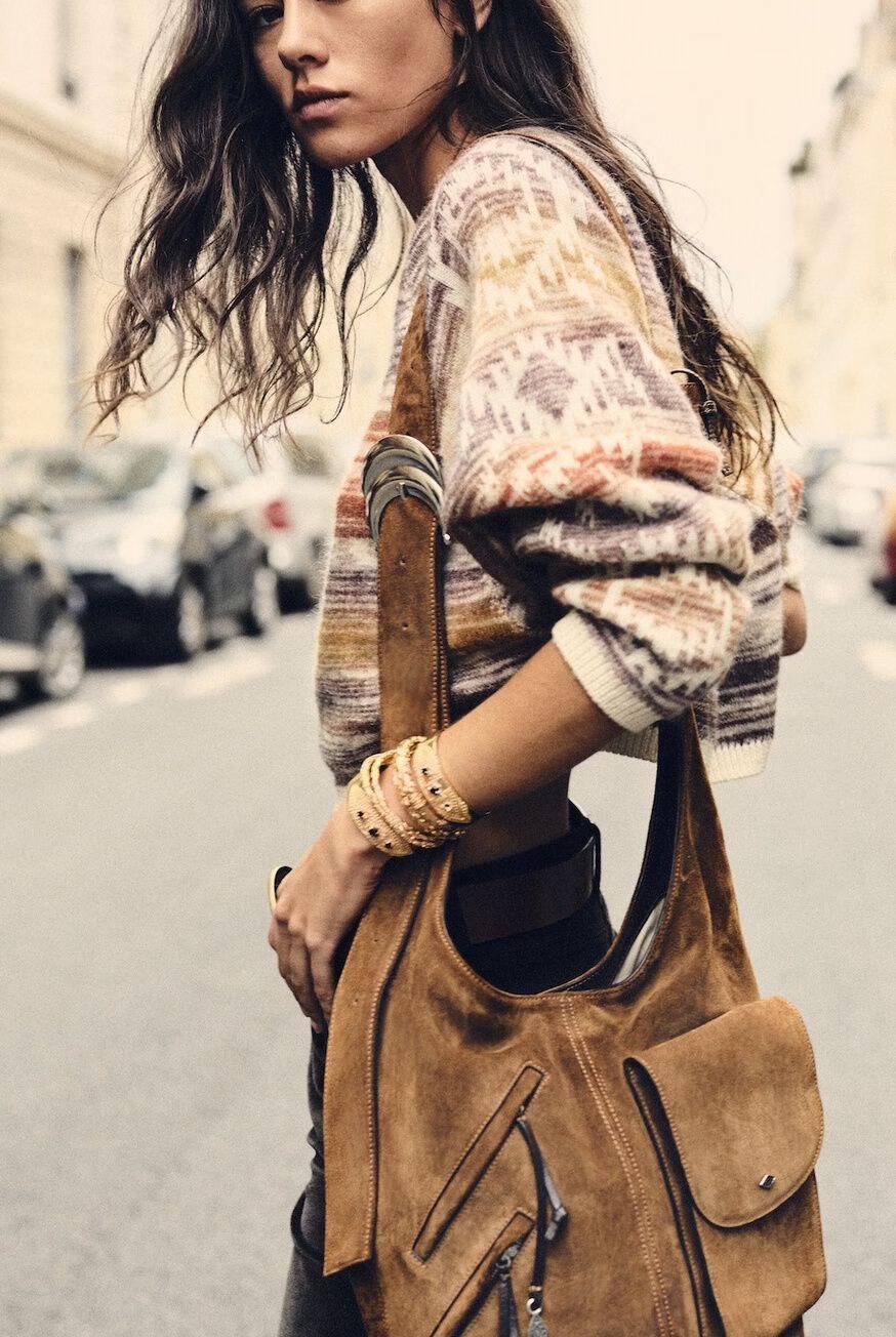 ba&sh Multi-Pocket Bucket Bag Youyou Brown