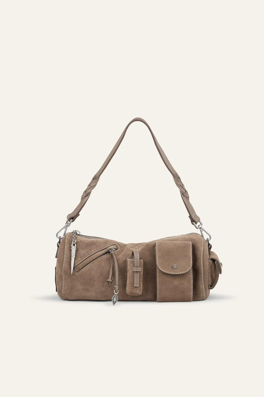 ba&sh Suede Baguette Bag Beni Gray